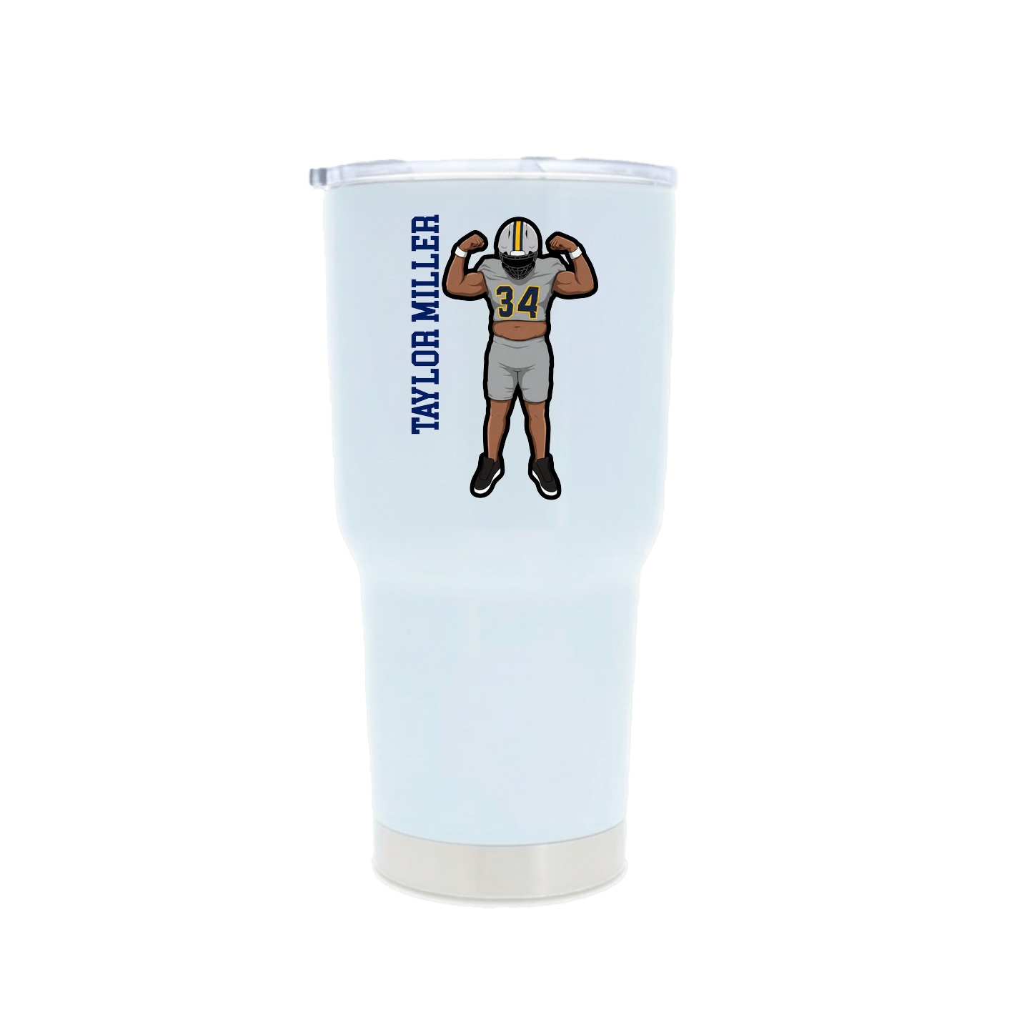 30oz Stainless Steel Tumbler — Name Vertical in White