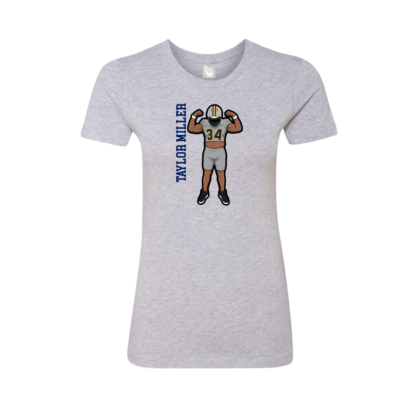 Fitted Women's Tee — Name Vertical in Grey