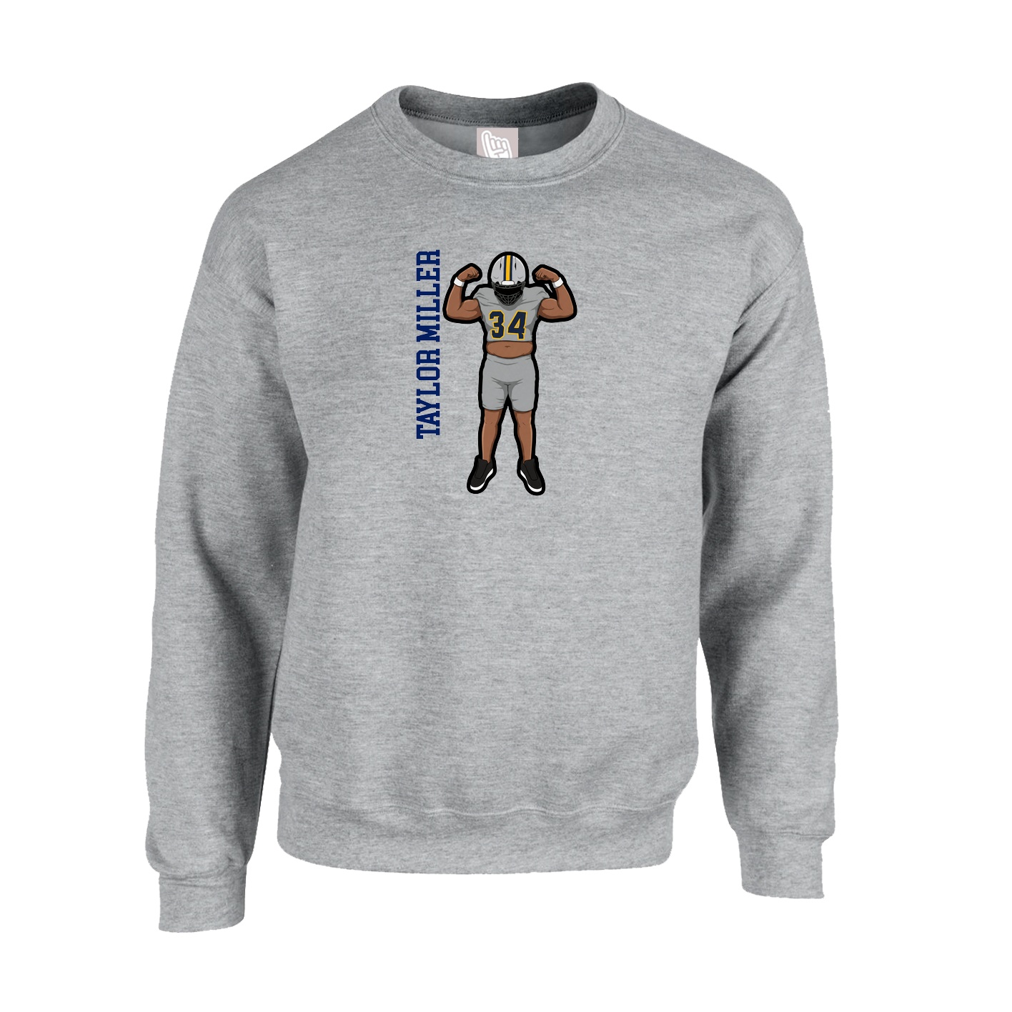 Fleece Crew — Name Vertical in Grey