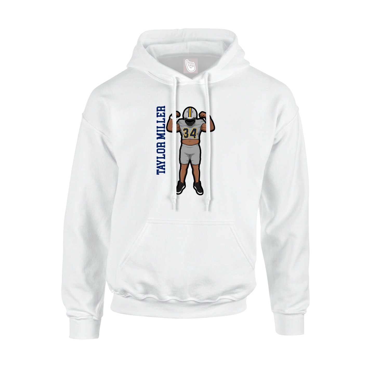 Youth Hoodie — Name Vertical in White