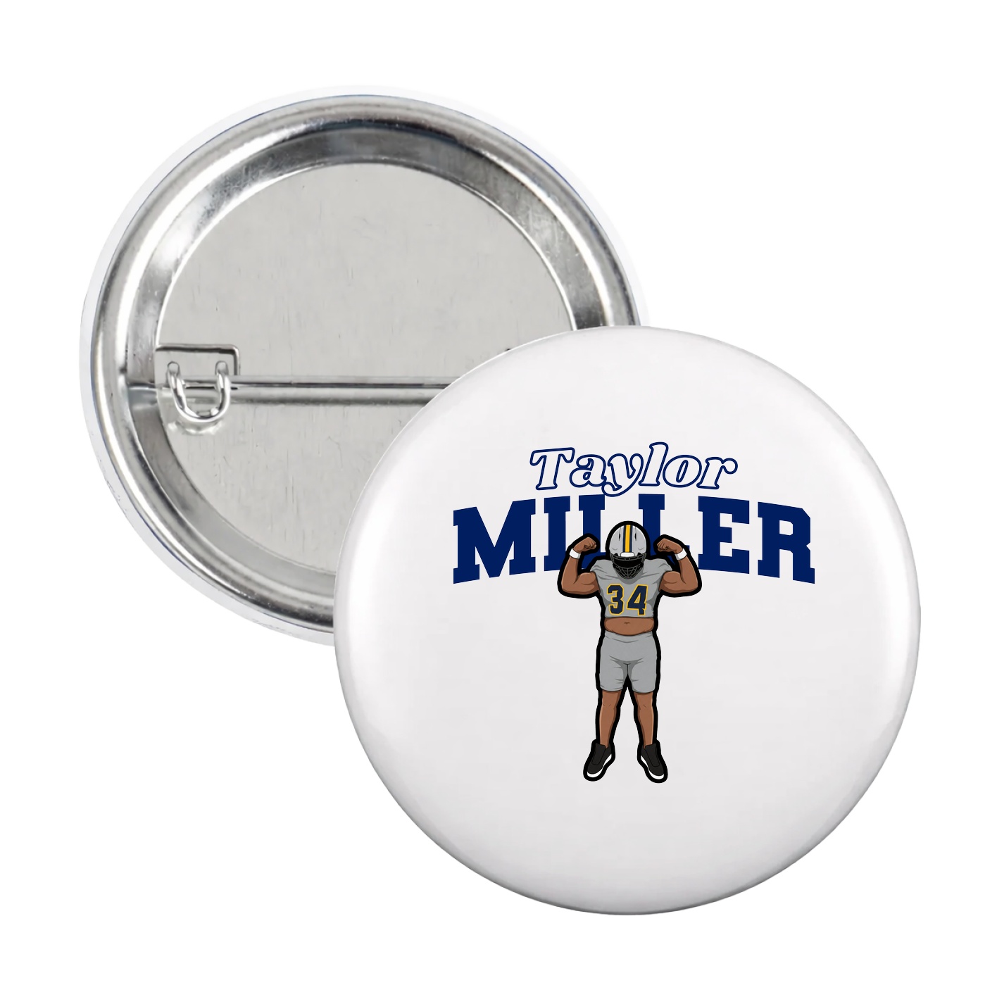 Game Day Button — Name Arch in White