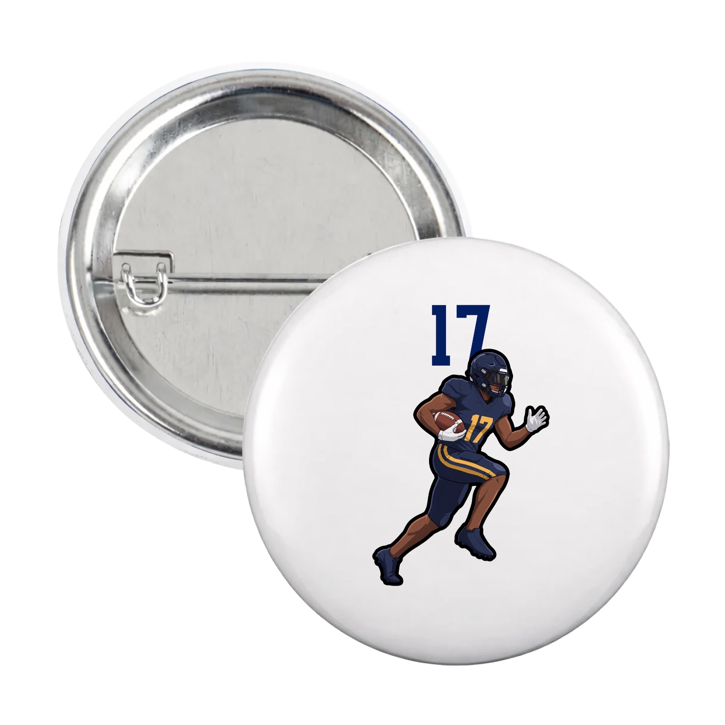 Game Day Button — Number Top in White