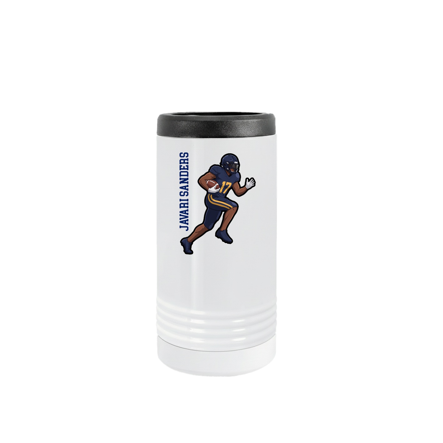 Slim Beverage Holder — Name Vertical in White