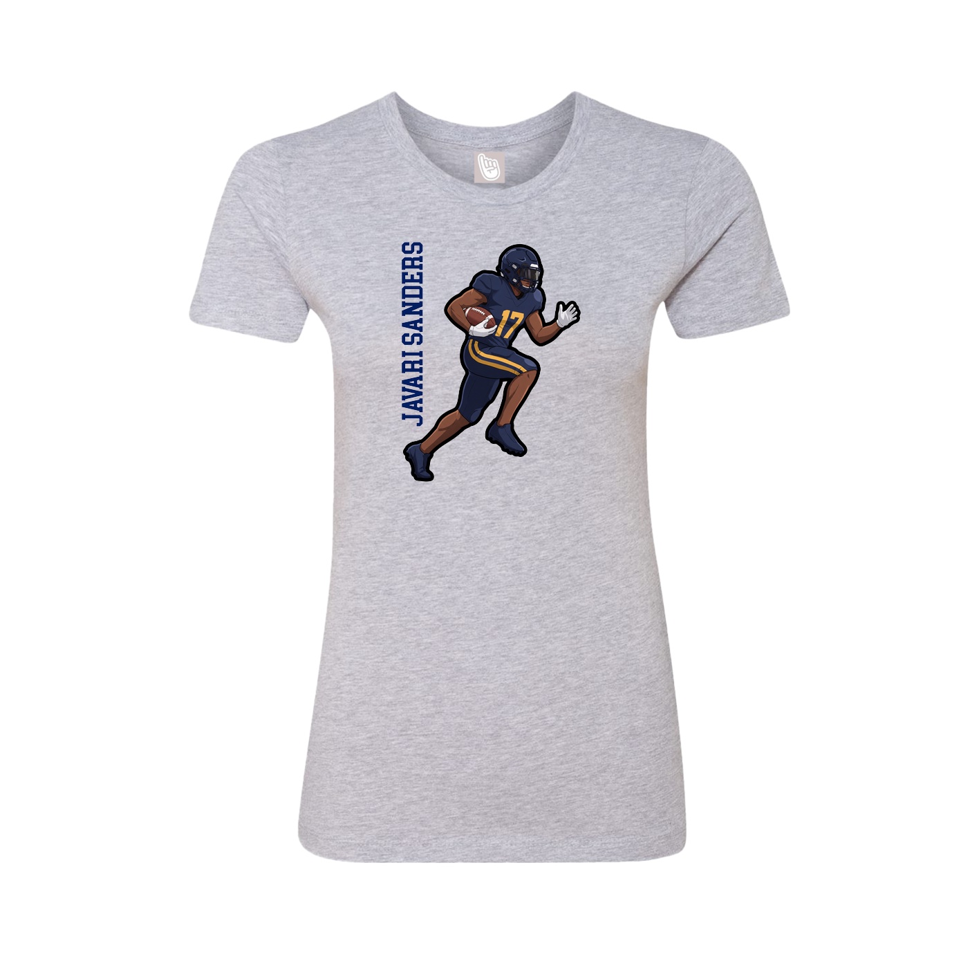 Fitted Women's Tee — Name Vertical in Grey