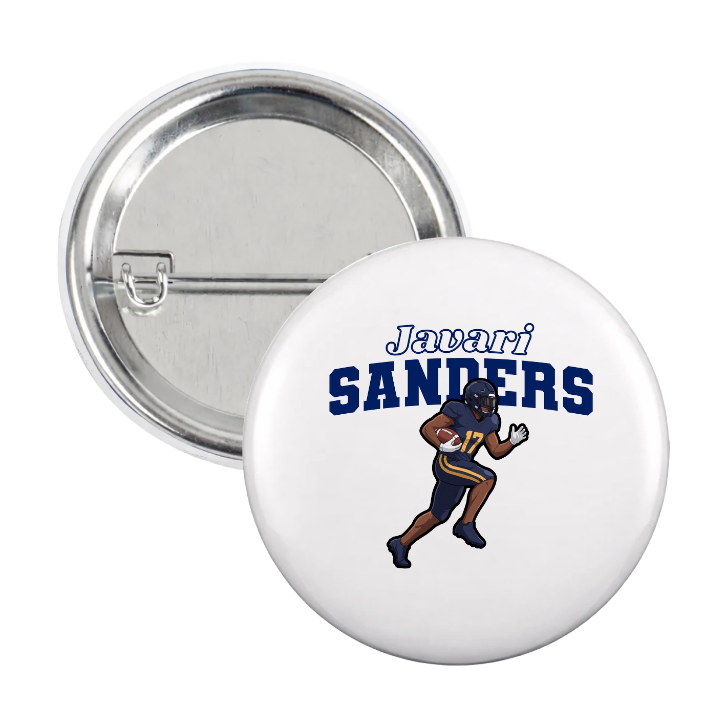 Game Day Button — Name Arch in White