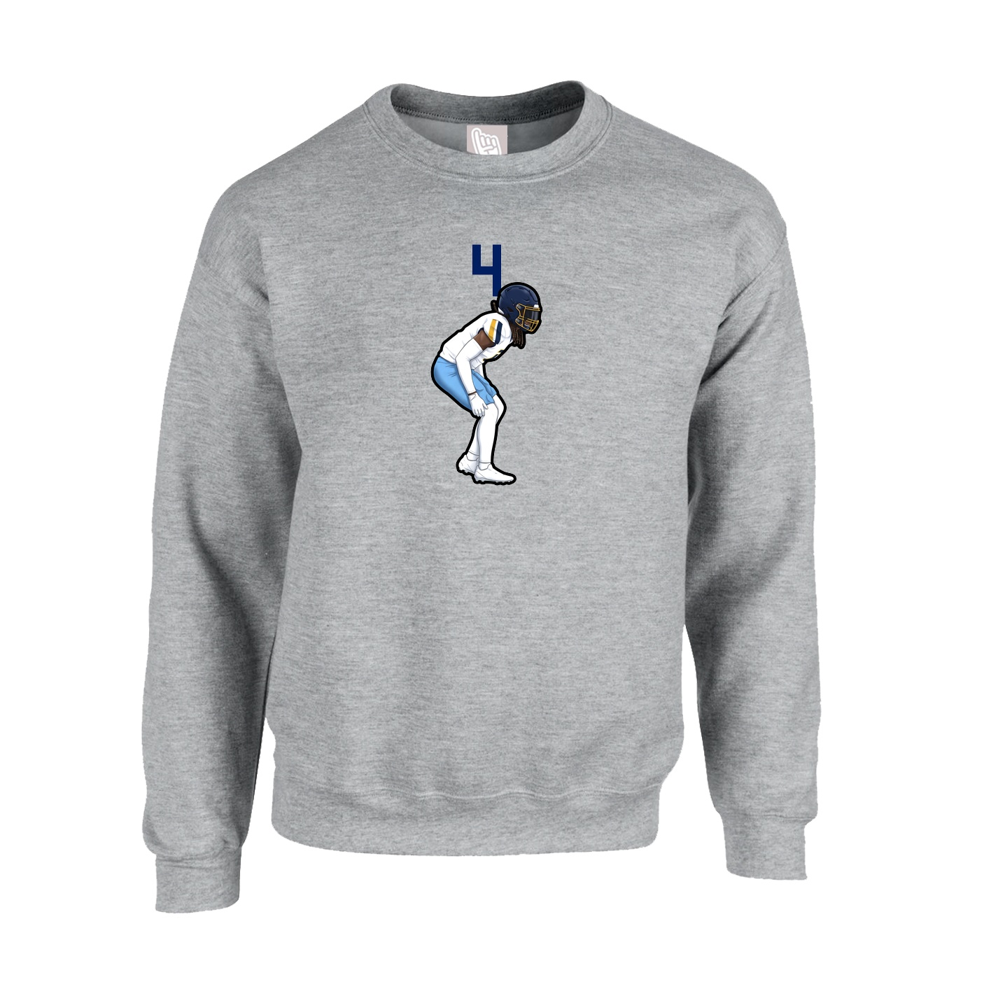 Fleece Crew — Number Top in Grey