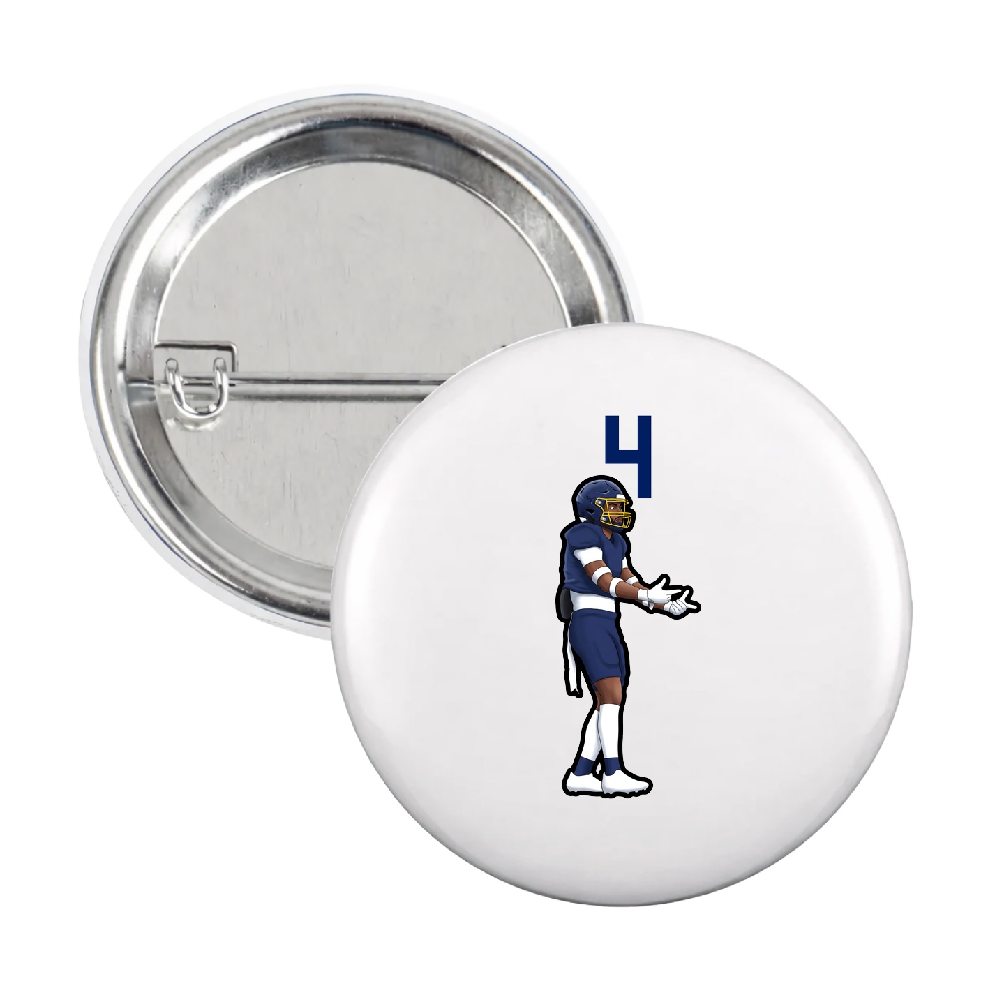 Game Day Button — Number Top in White