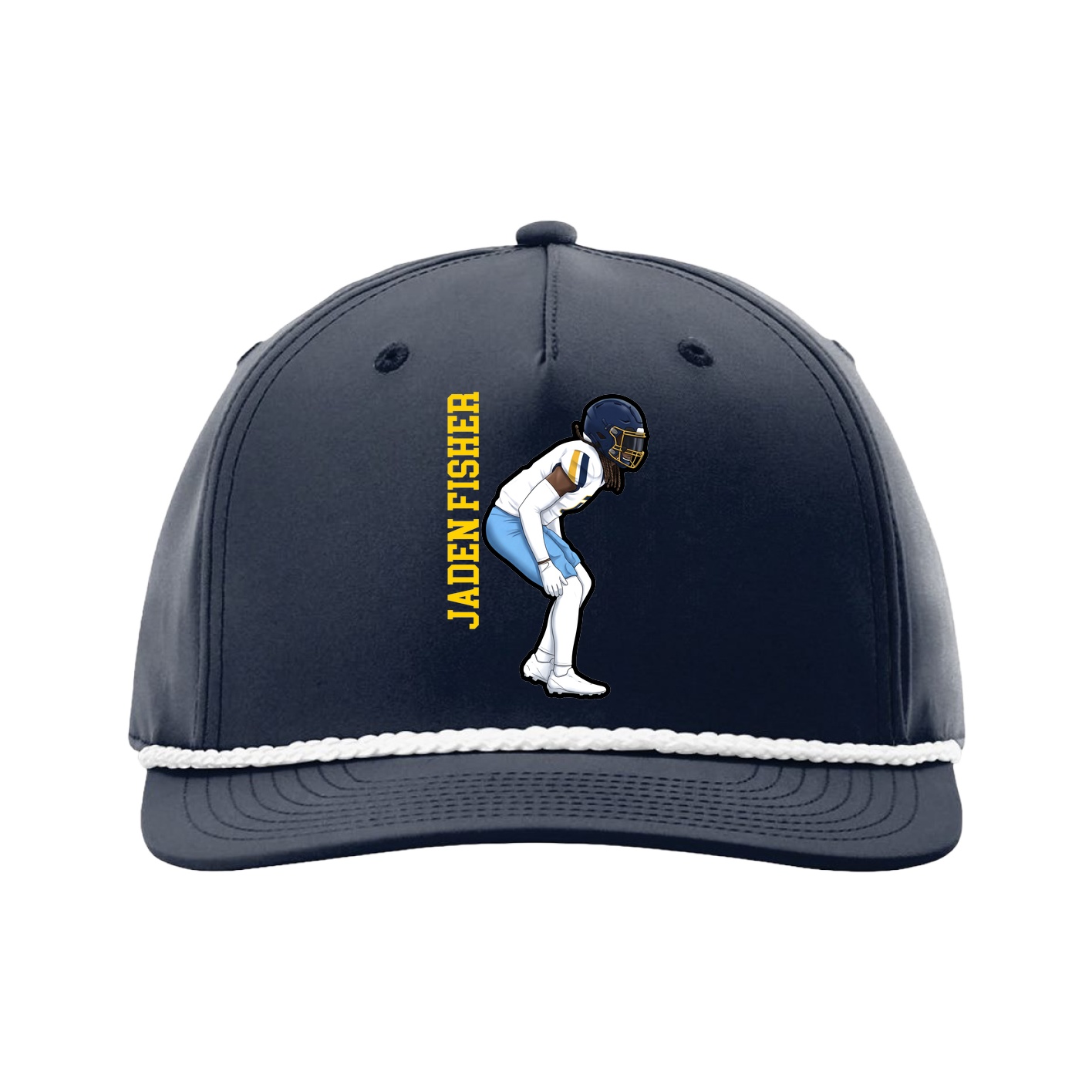 Five-Panel Classic Rope Cap — Name Vertical in Navy