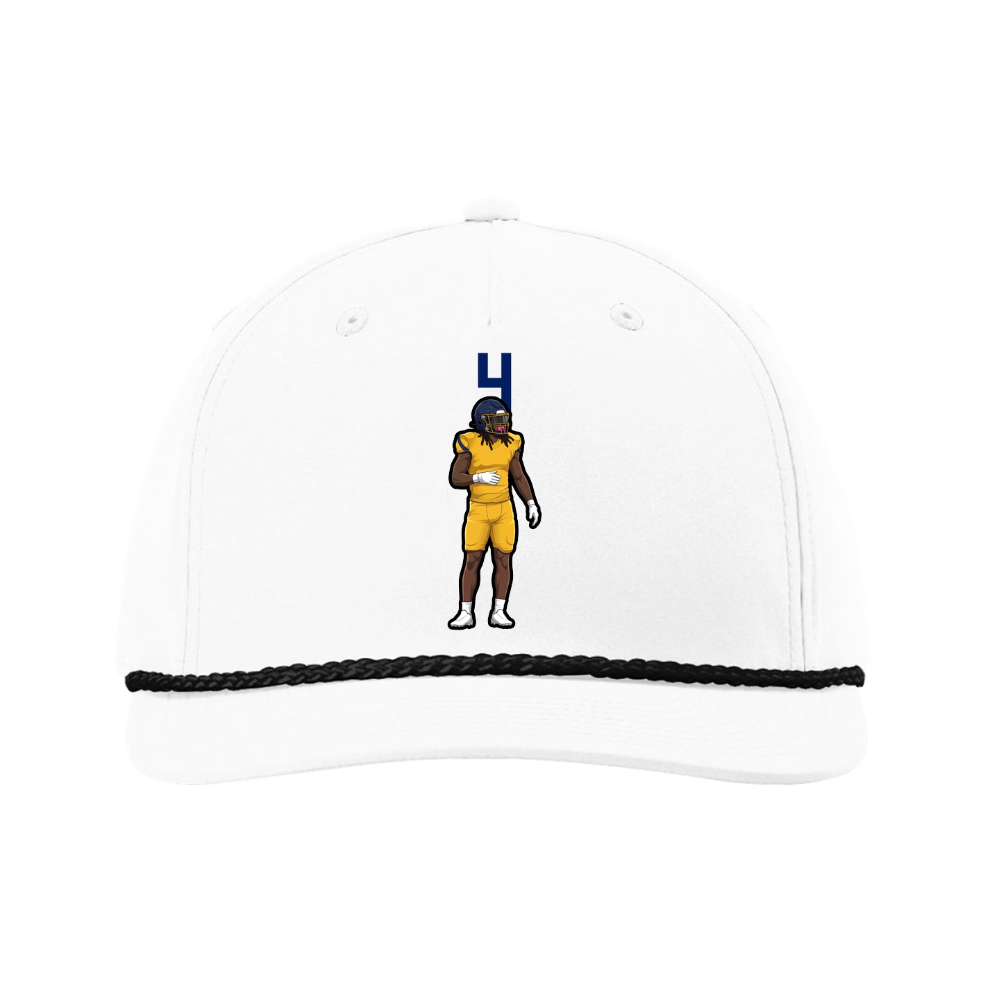 Five-Panel Classic Rope Cap — Number Top in White