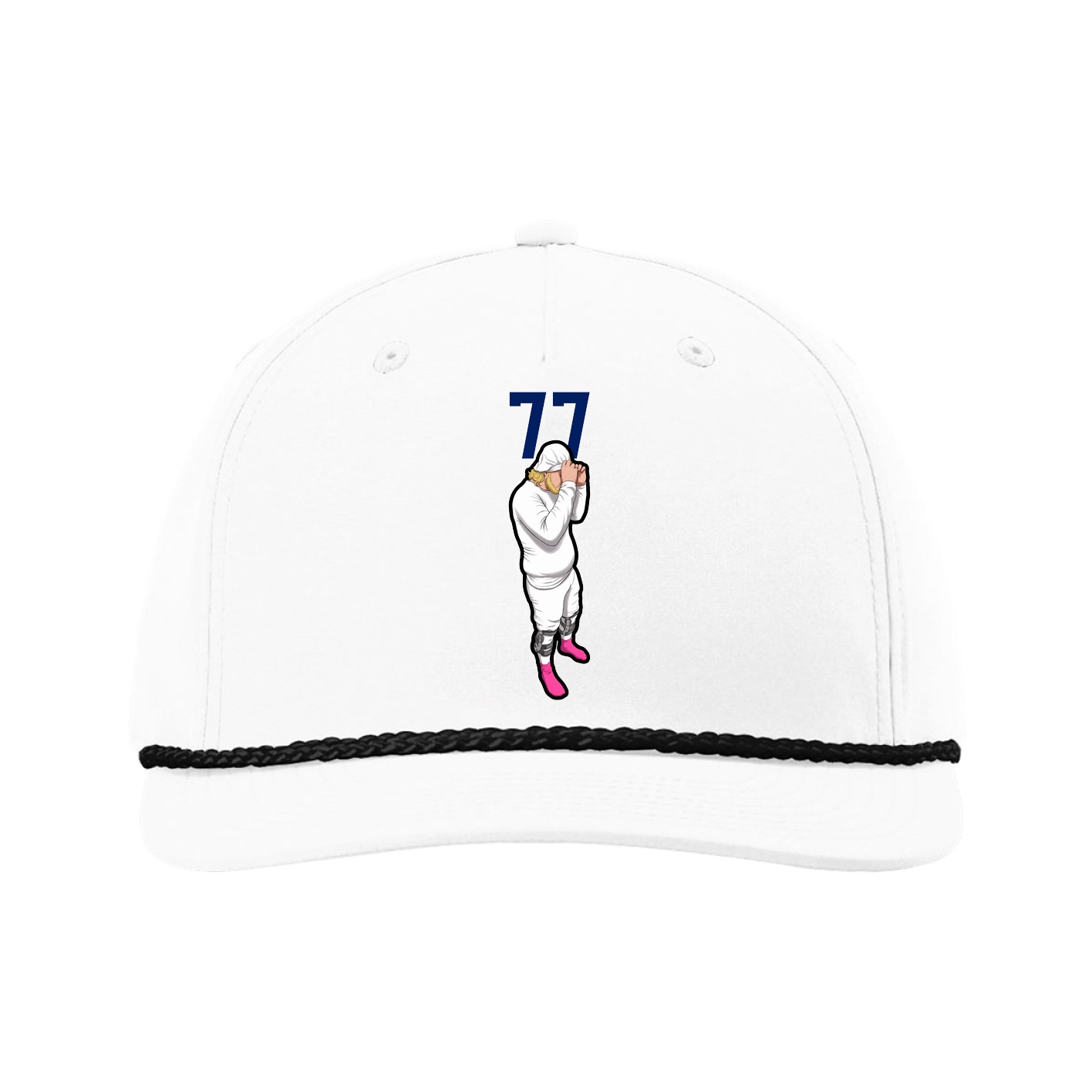 Five-Panel Classic Rope Cap — Number Top in White
