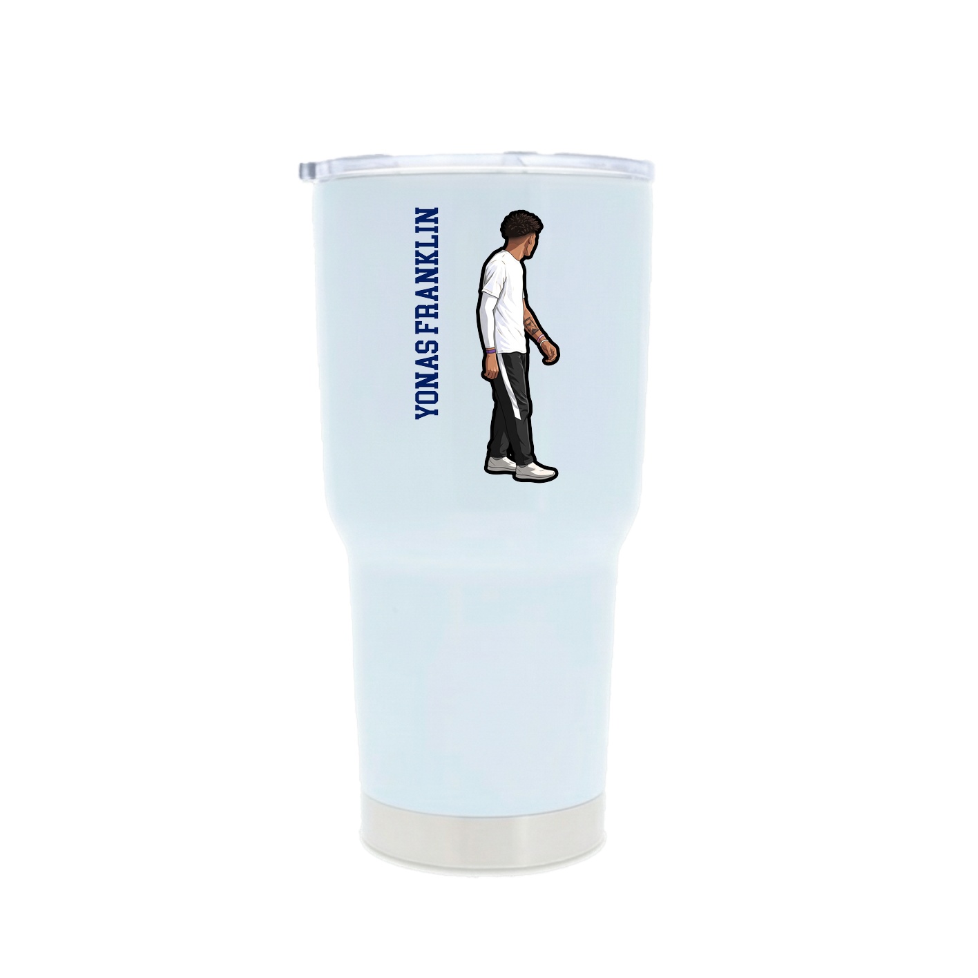 30oz Stainless Steel Tumbler — Name Vertical in White