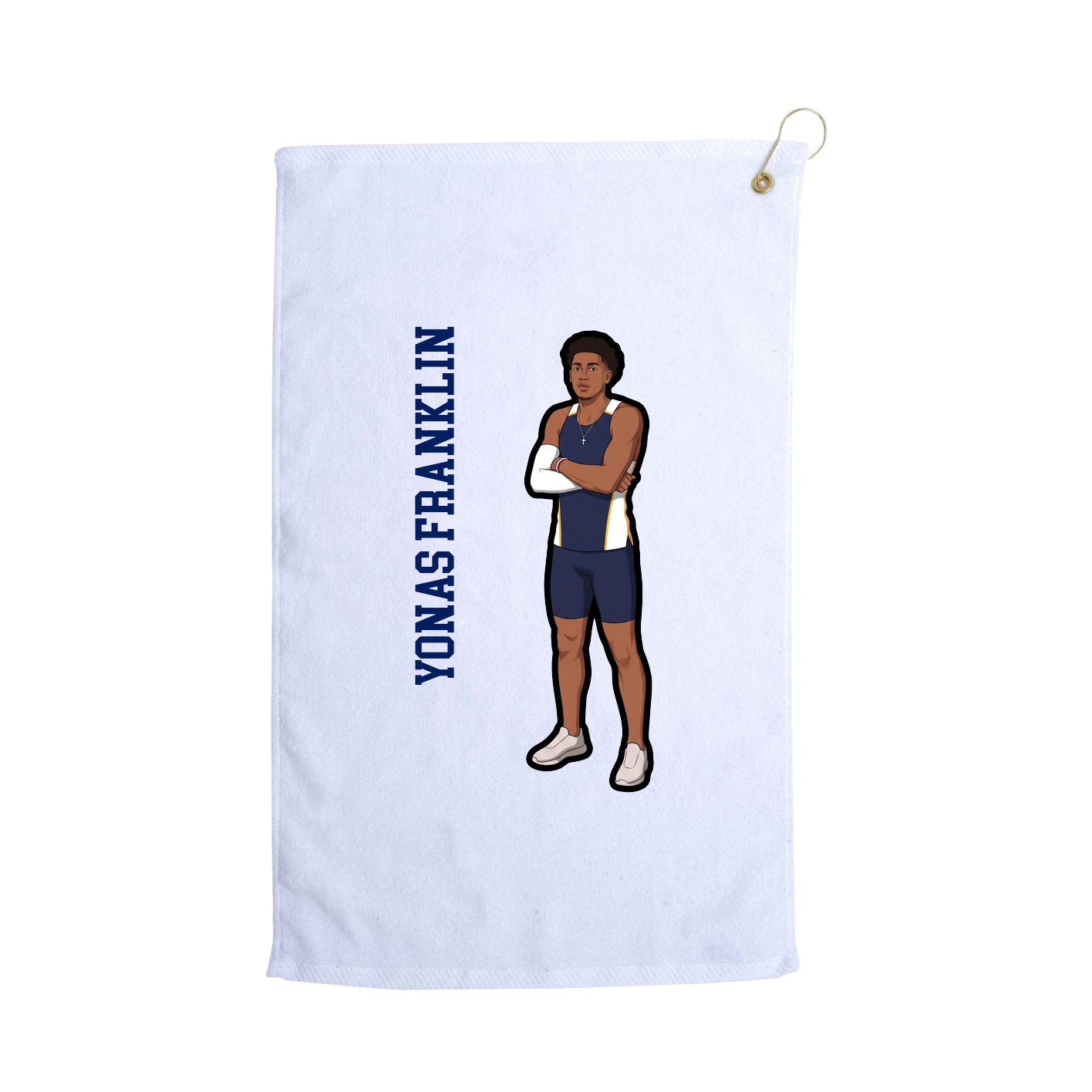 Golf Towel — Name Vertical in White