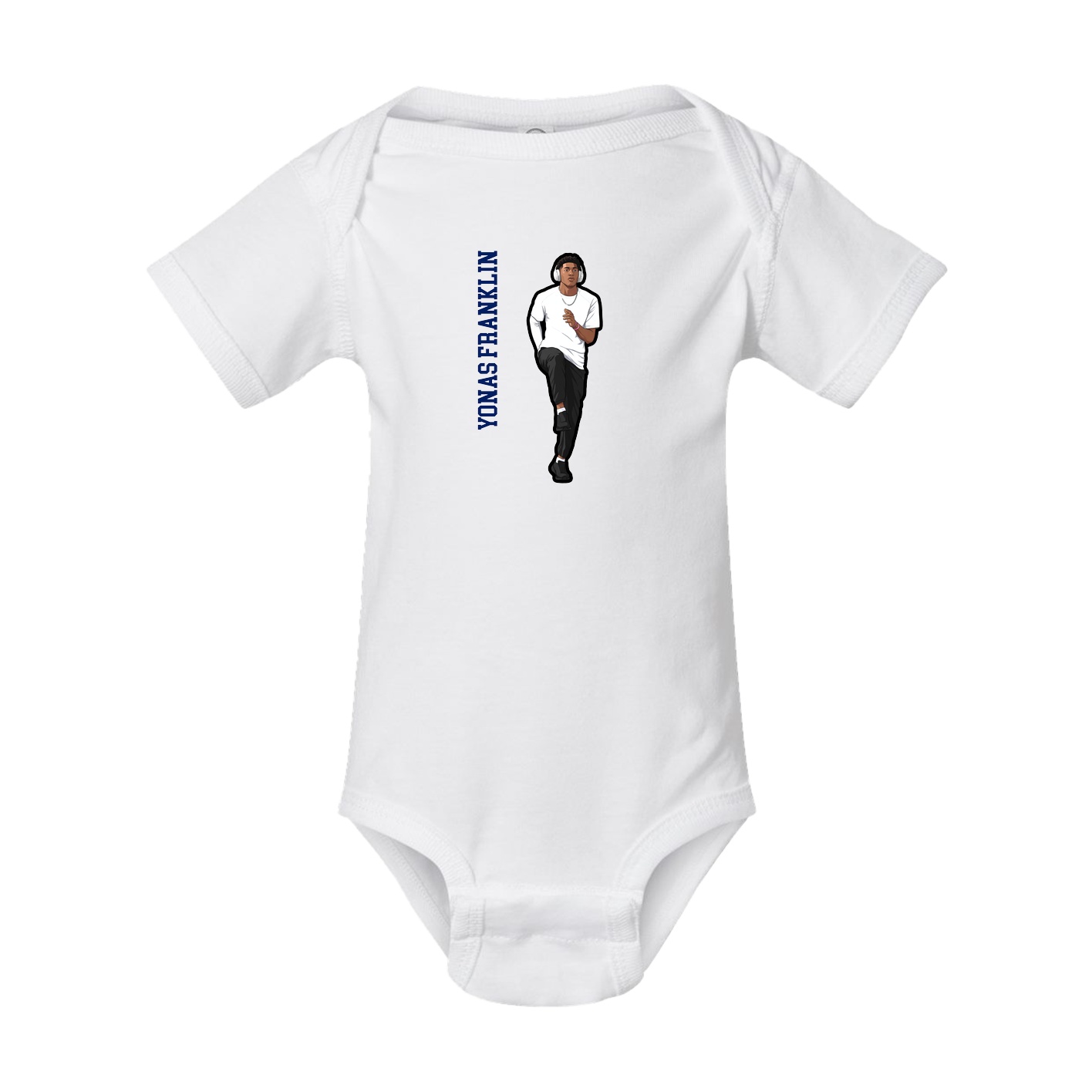 Baby Onesie — Name Vertical in White