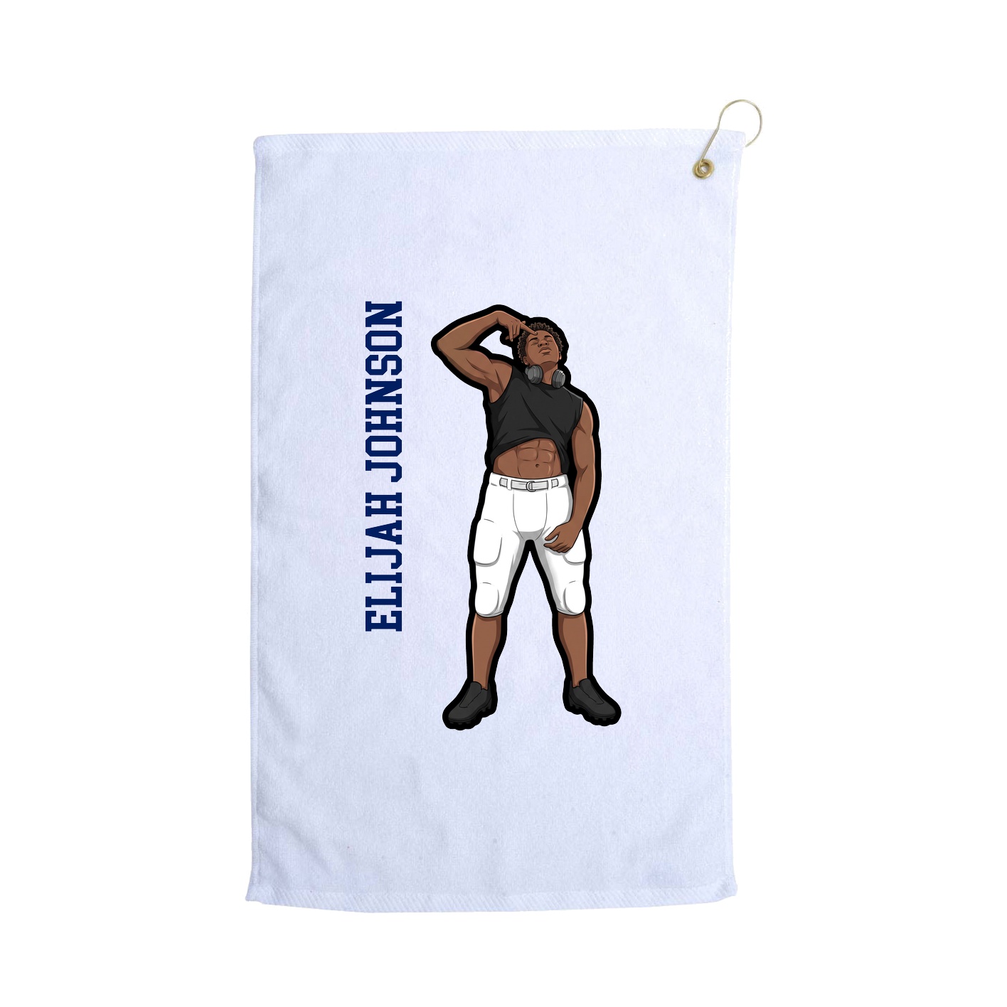 Golf Towel — Name Vertical in White