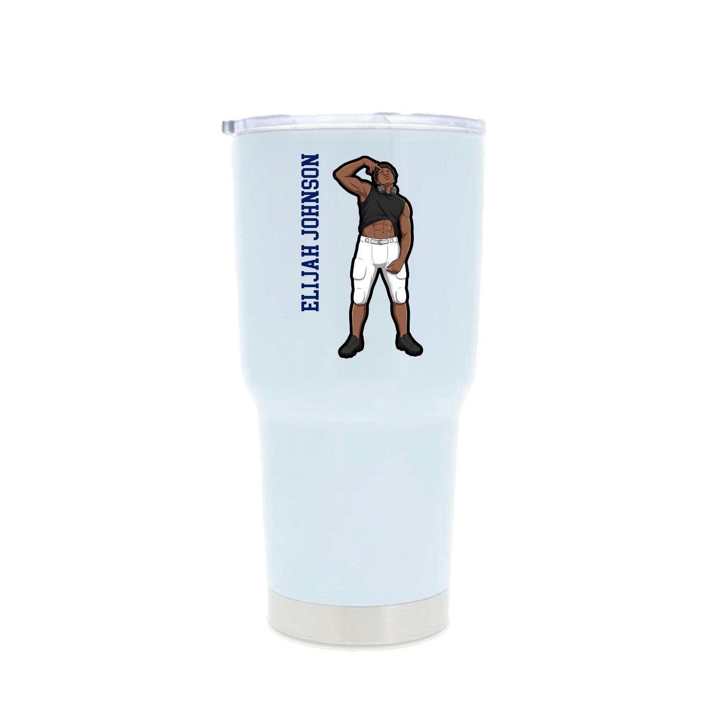 30oz Stainless Steel Tumbler — Name Vertical in White