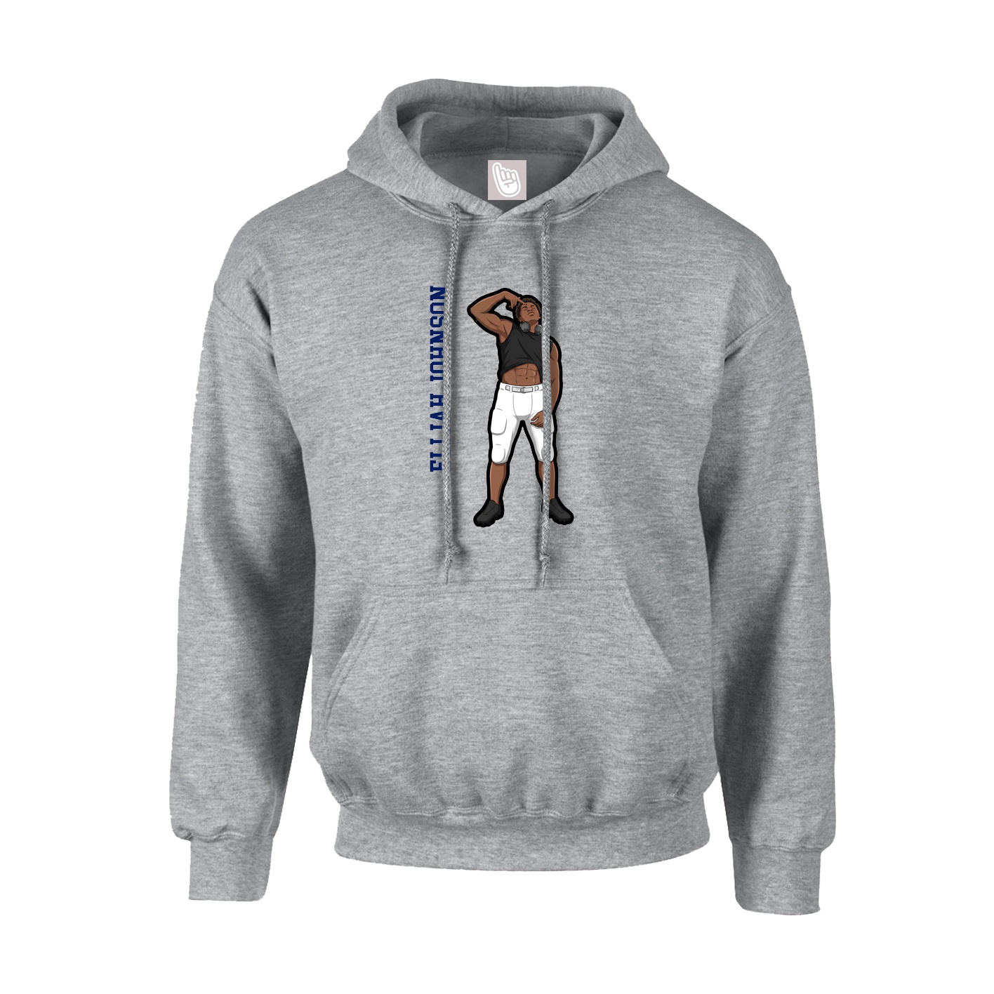 Hoodie — Name Vertical in Grey