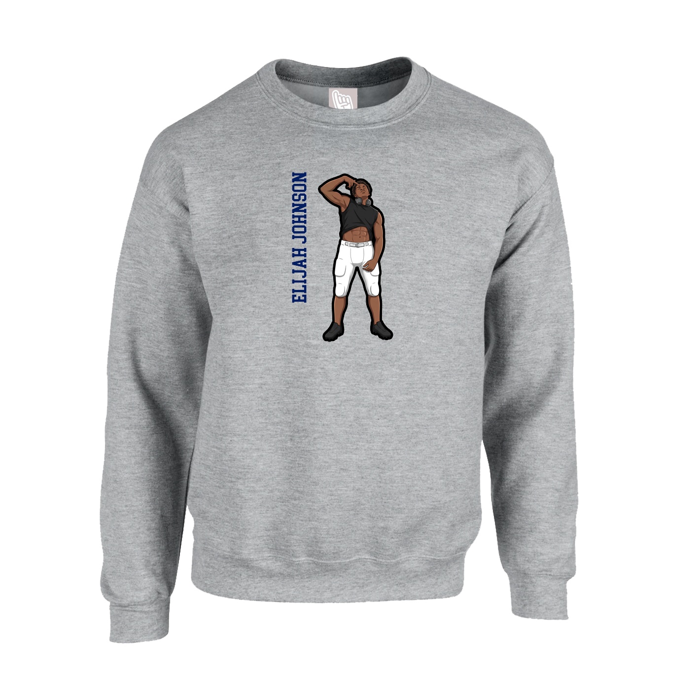 Fleece Crew — Name Vertical in Grey