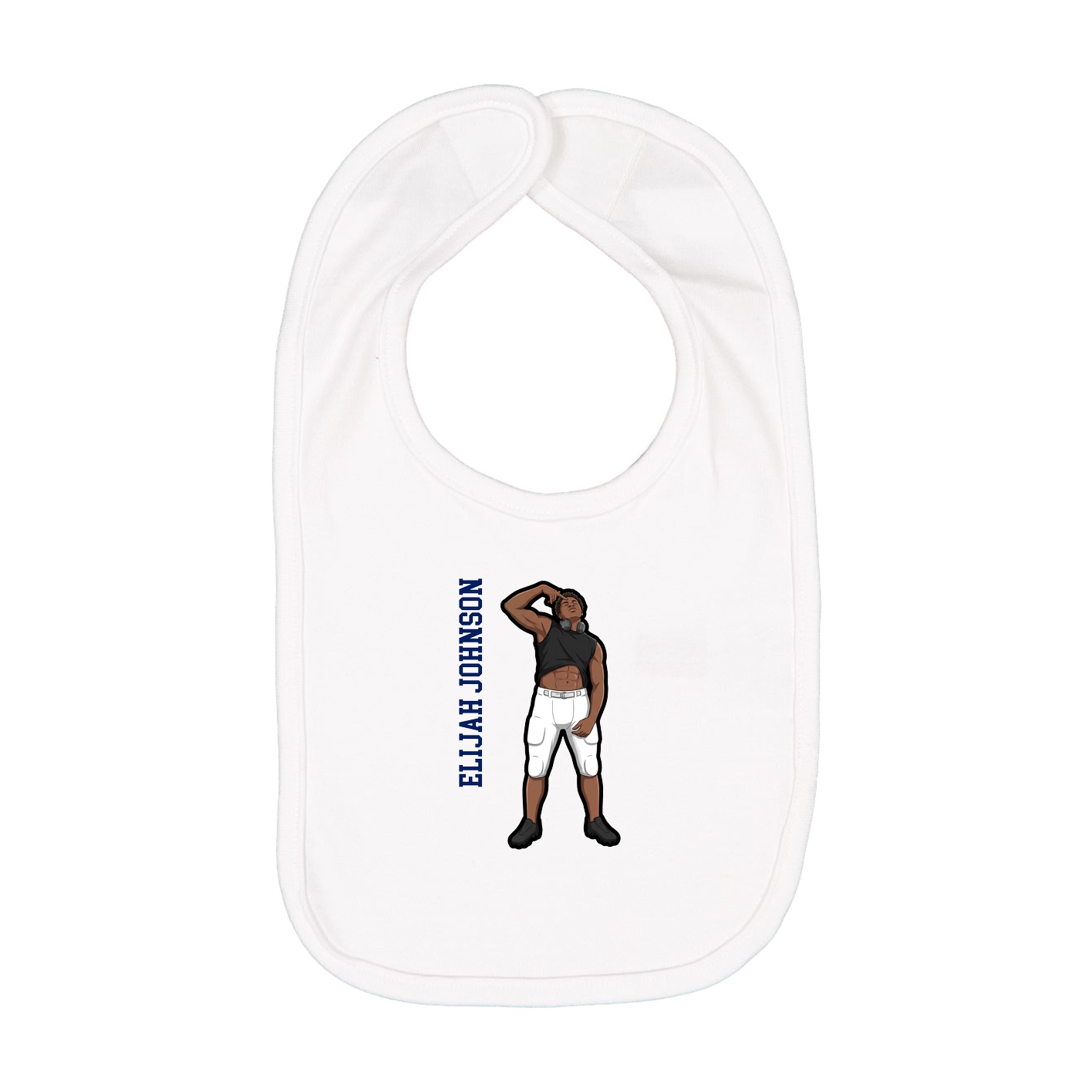 Infant Bib — Name Vertical in White
