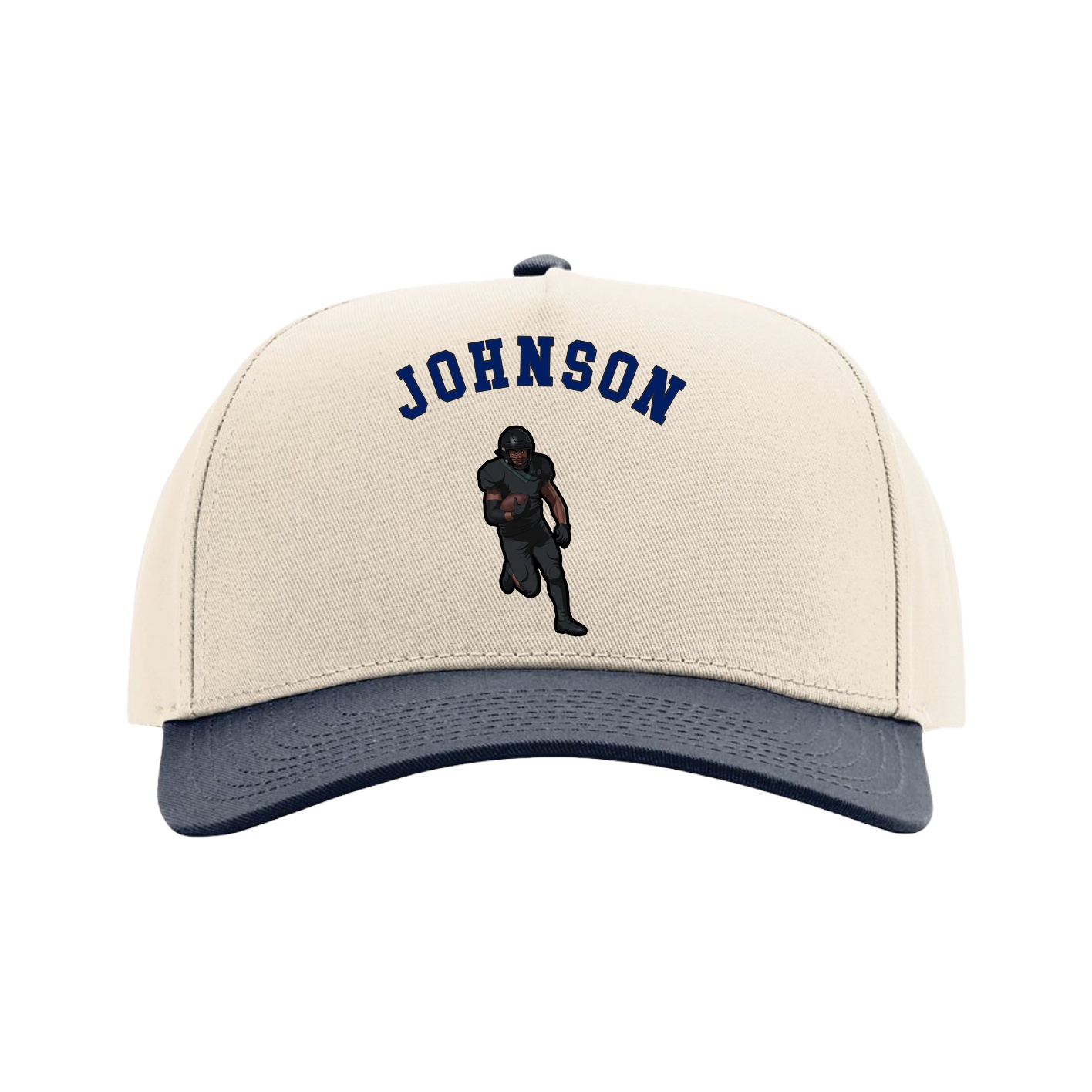 Full Fabric Five-Panel Champ Cap — Shirsey Arch in Cream/Navy