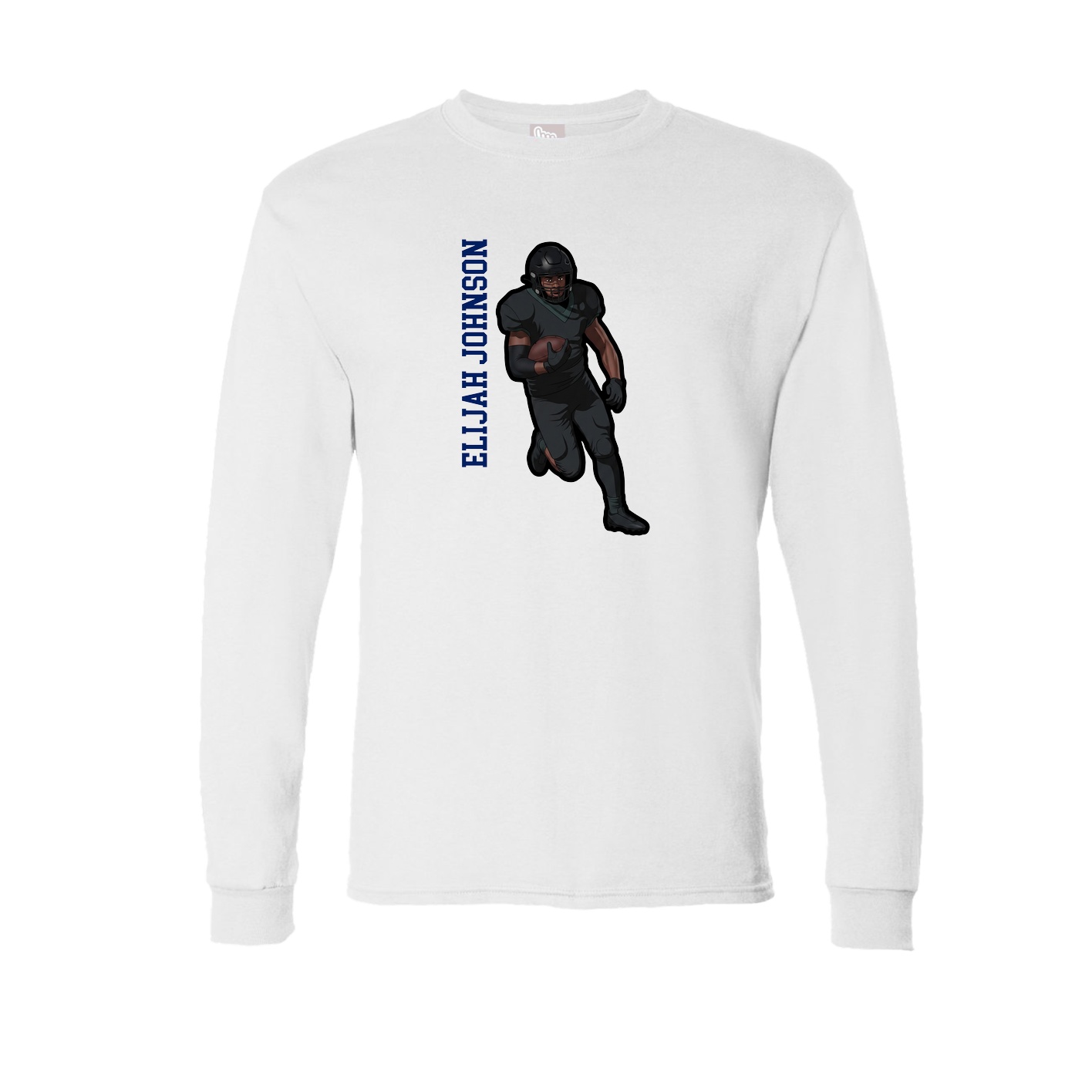Long Sleeve Tee — Name Vertical in White