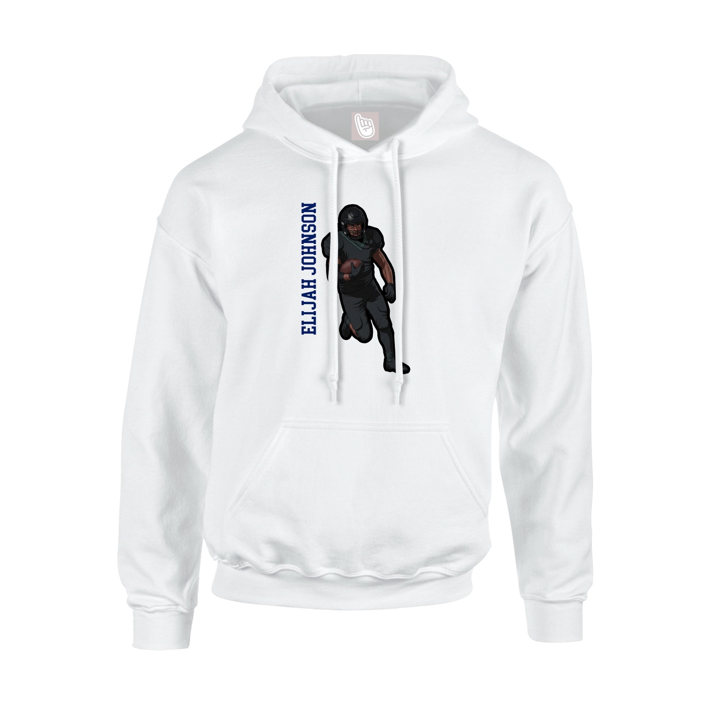 Youth Hoodie — Name Vertical in White