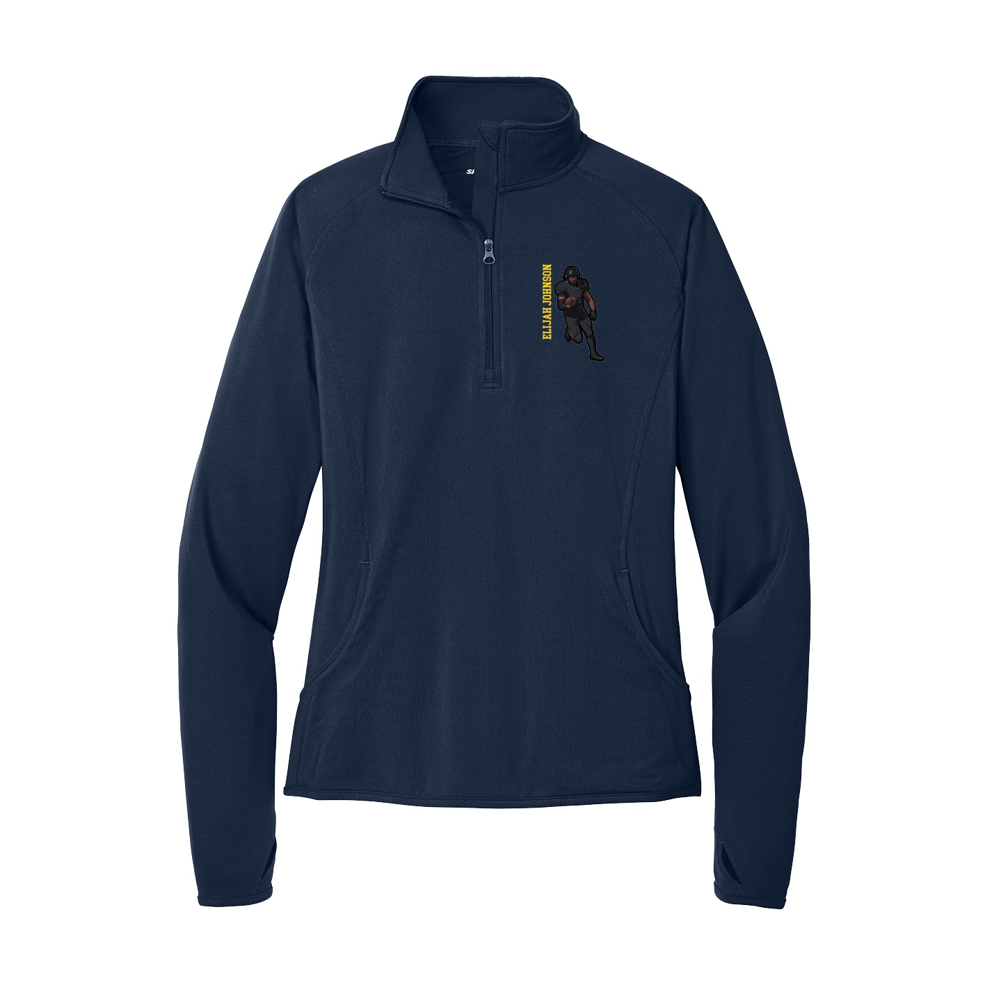 Women's Q-Zip Pullover — Name Vertical in Navy