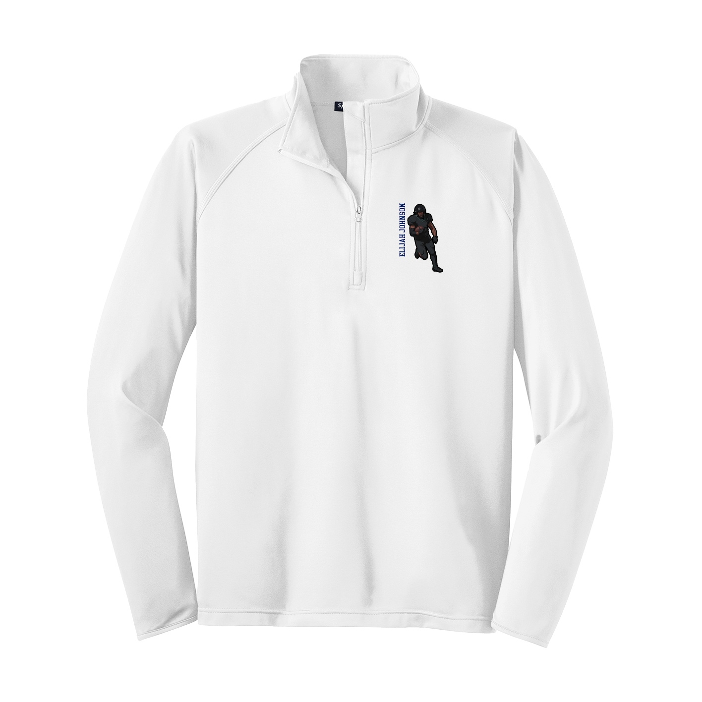 Q-Zip Pullover — Name Vertical in White