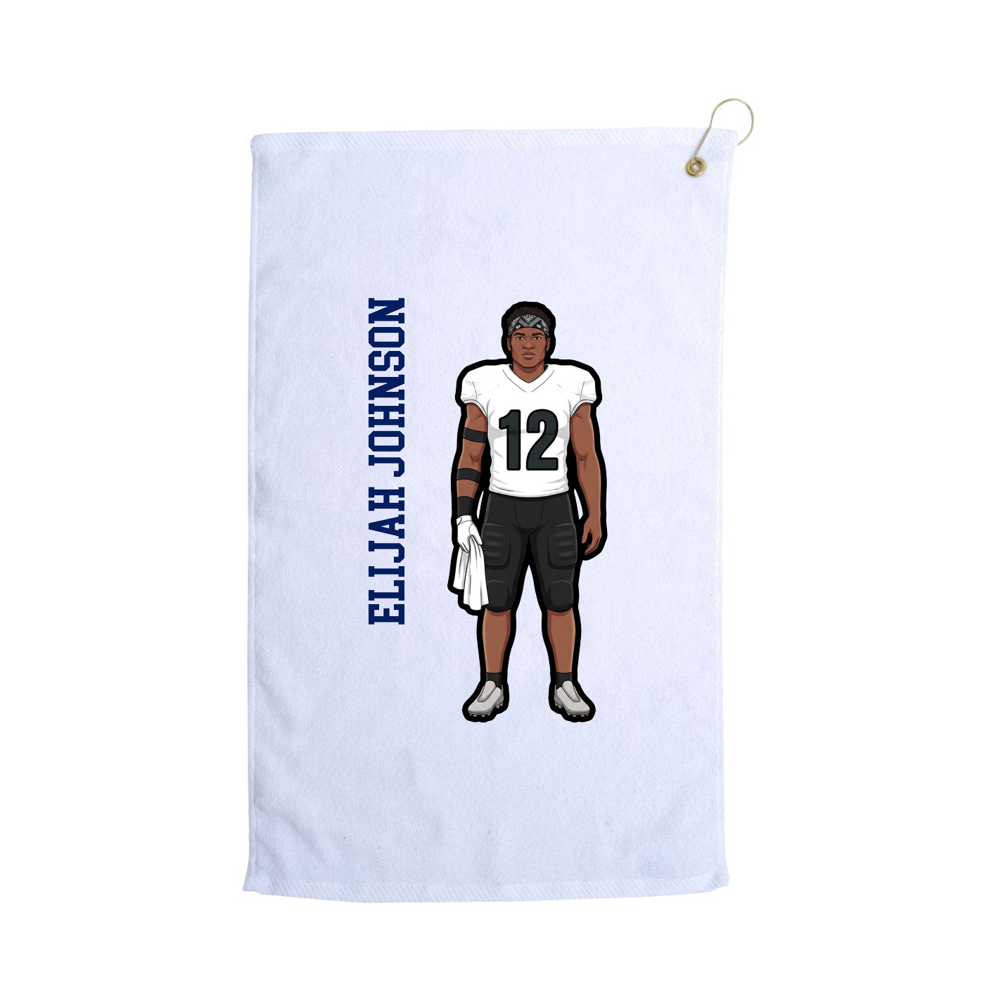 Golf Towel — Name Vertical in White