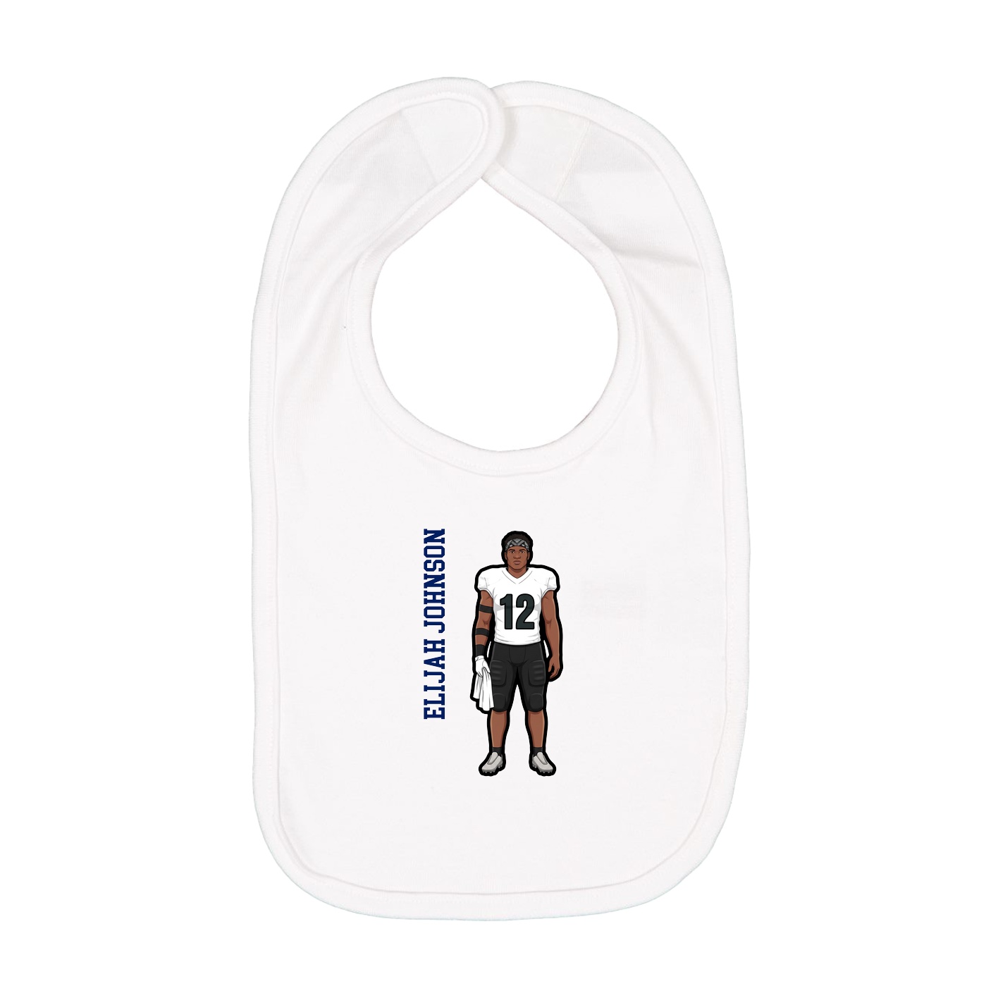 Infant Bib — Name Vertical in White