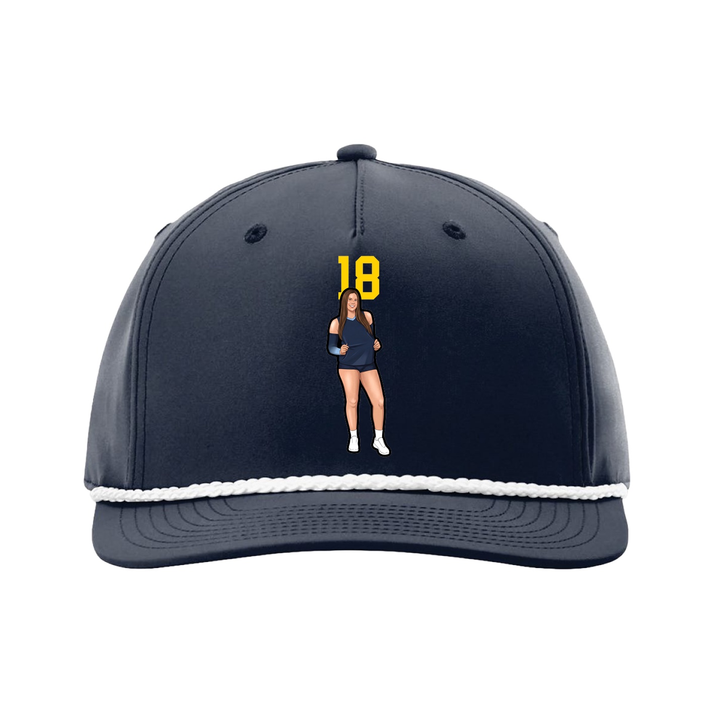Five-Panel Classic Rope Cap — Number Top in Navy