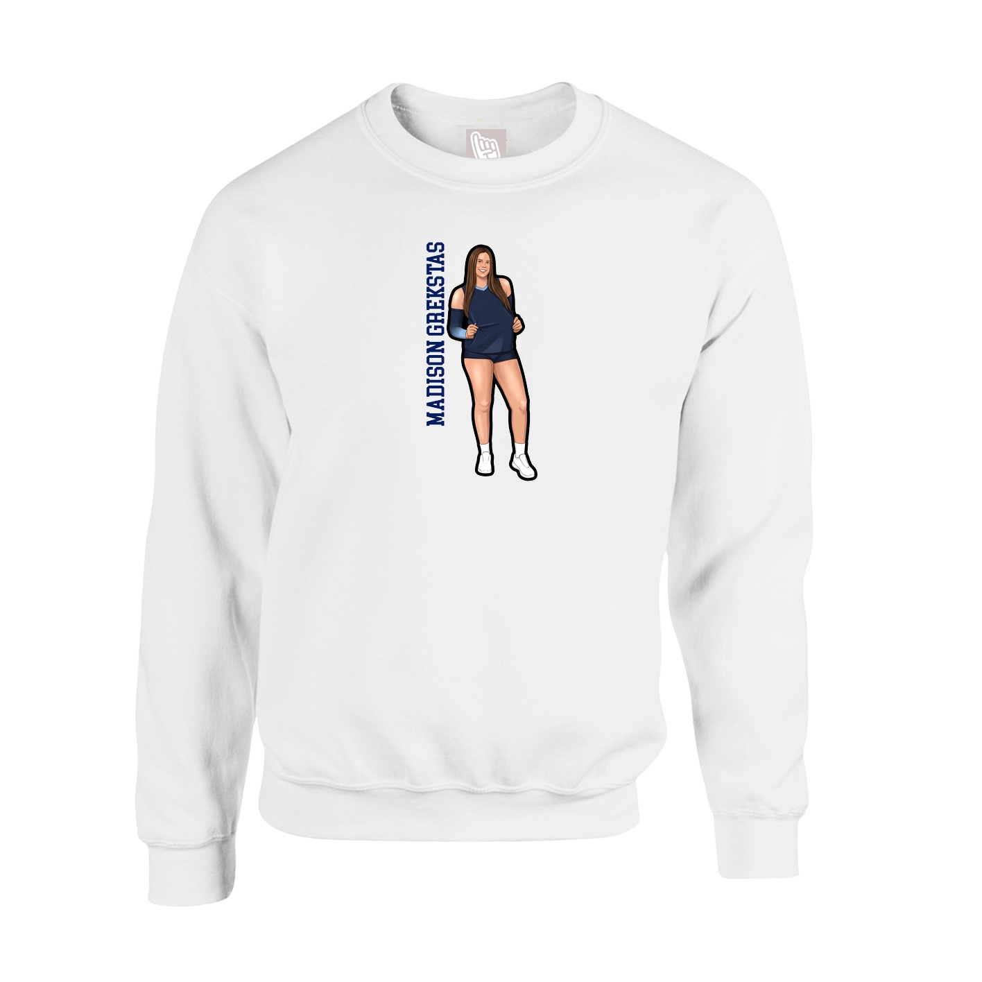 Fleece Crew — Name Vertical in White