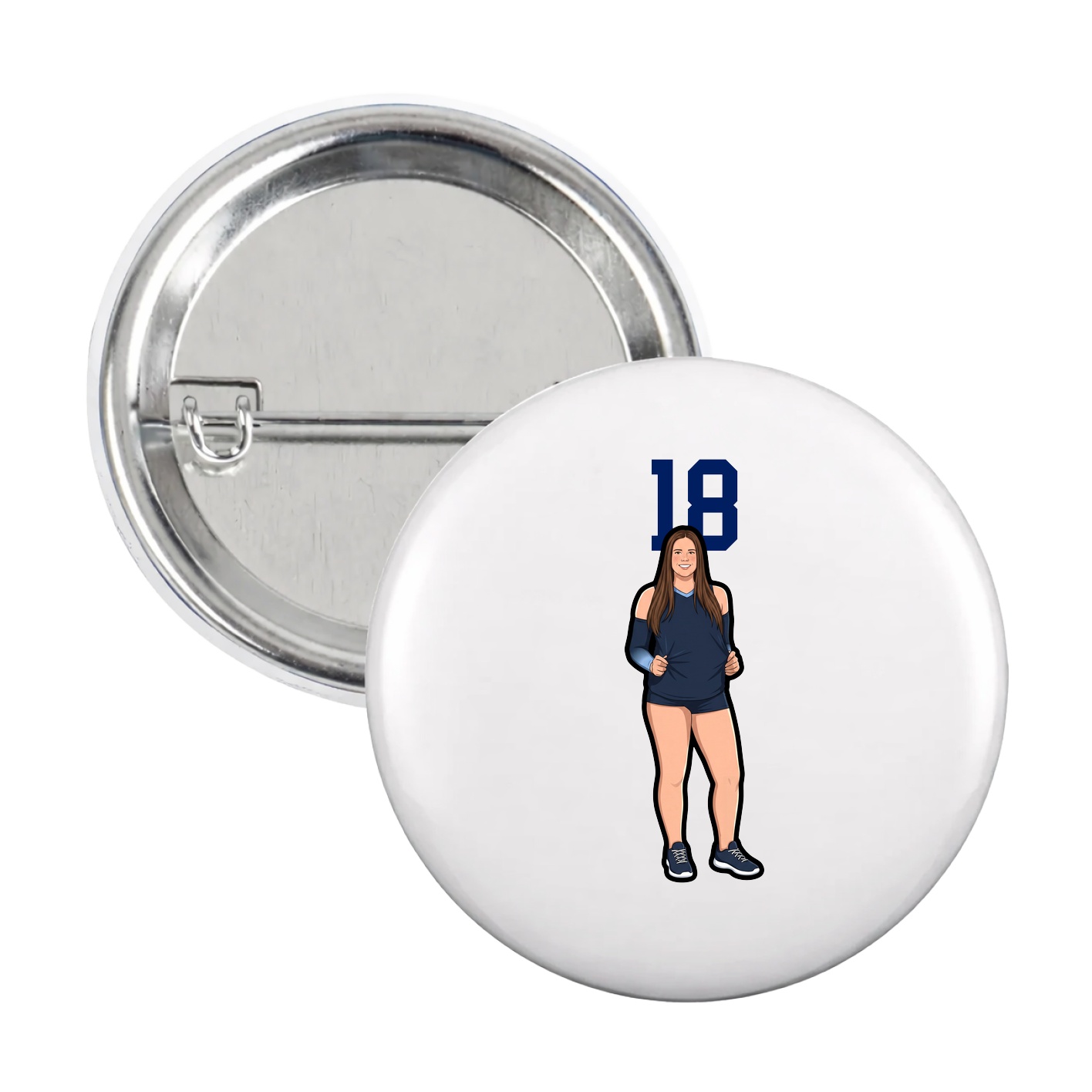 Game Day Button — Number Top in White