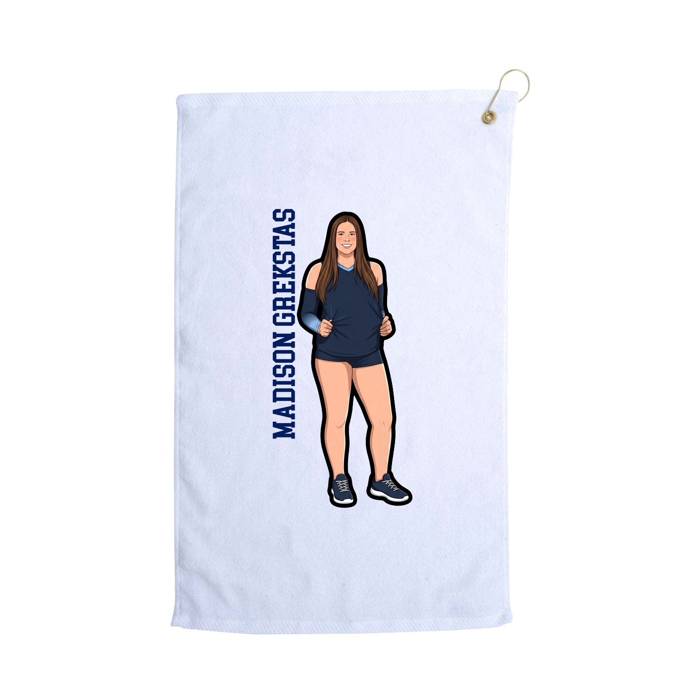 Golf Towel — Name Vertical in White