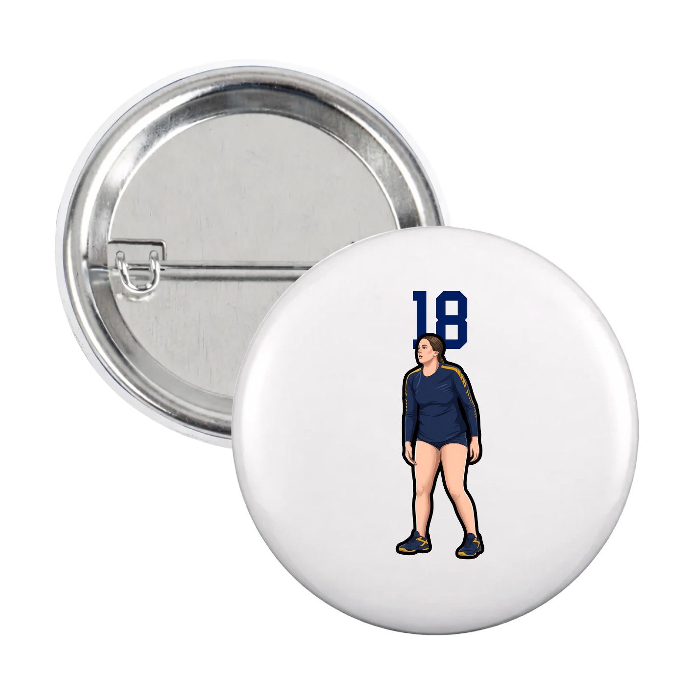 Game Day Button — Number Top in White