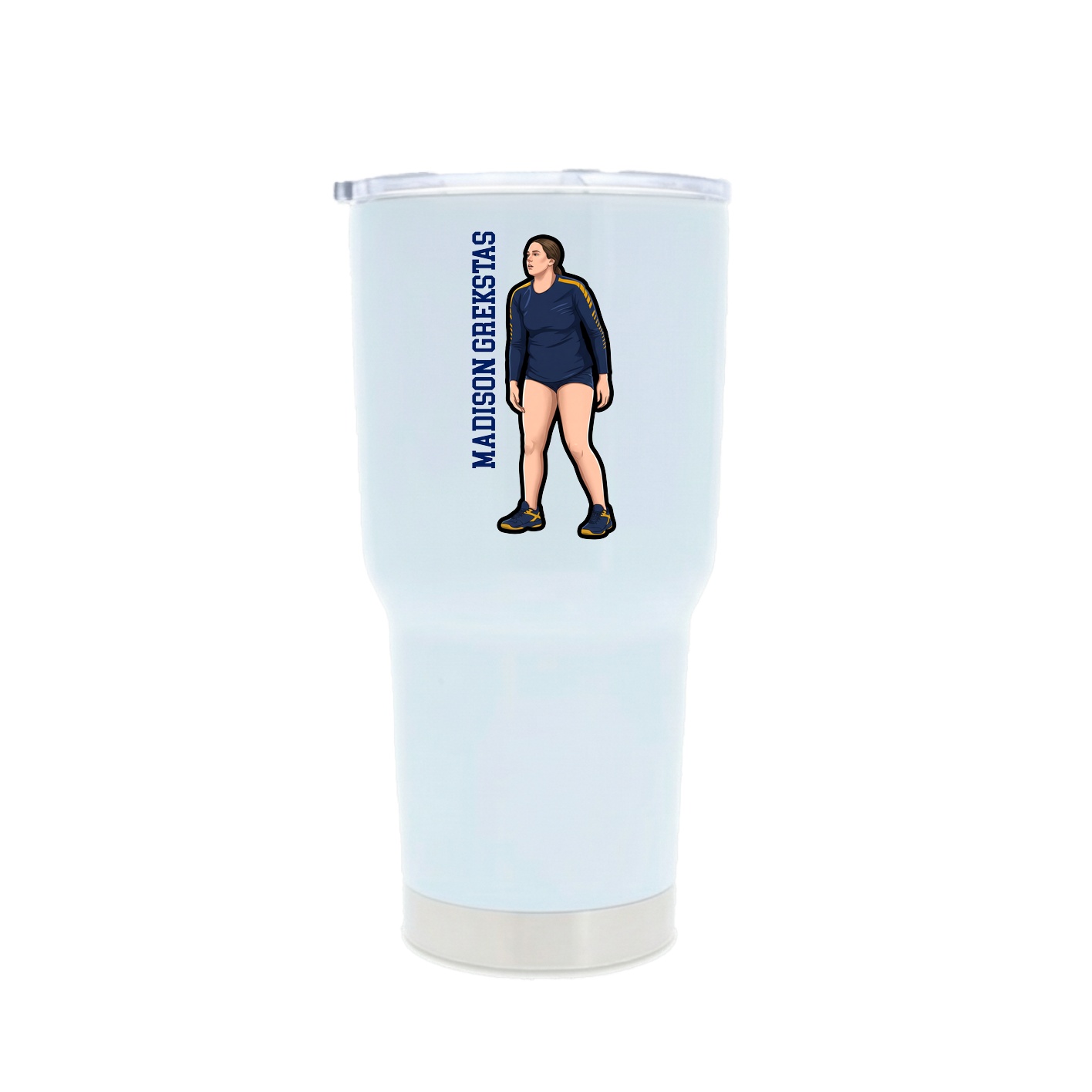 30oz Stainless Steel Tumbler — Name Vertical in White