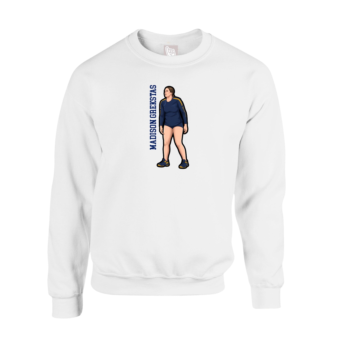 Fleece Crew — Name Vertical in White