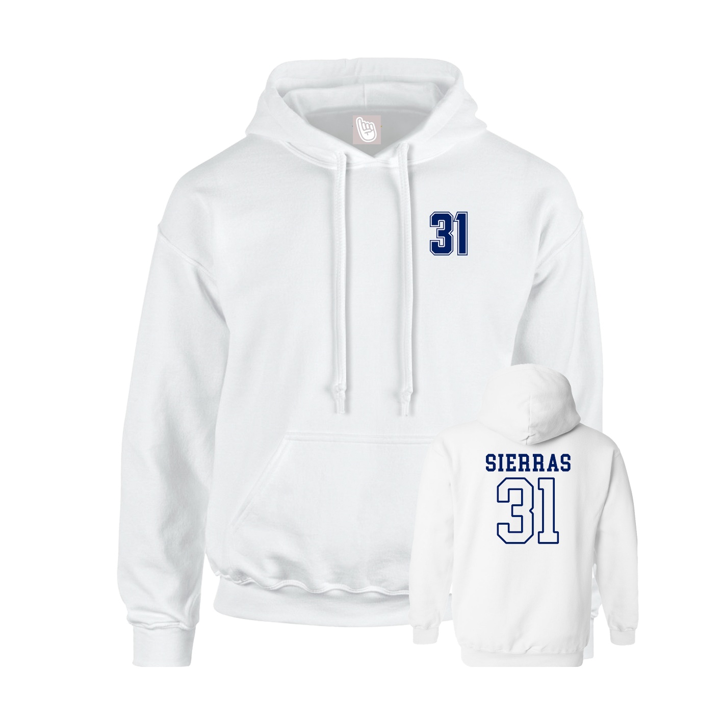 Youth Hoodie — Chest Back in White