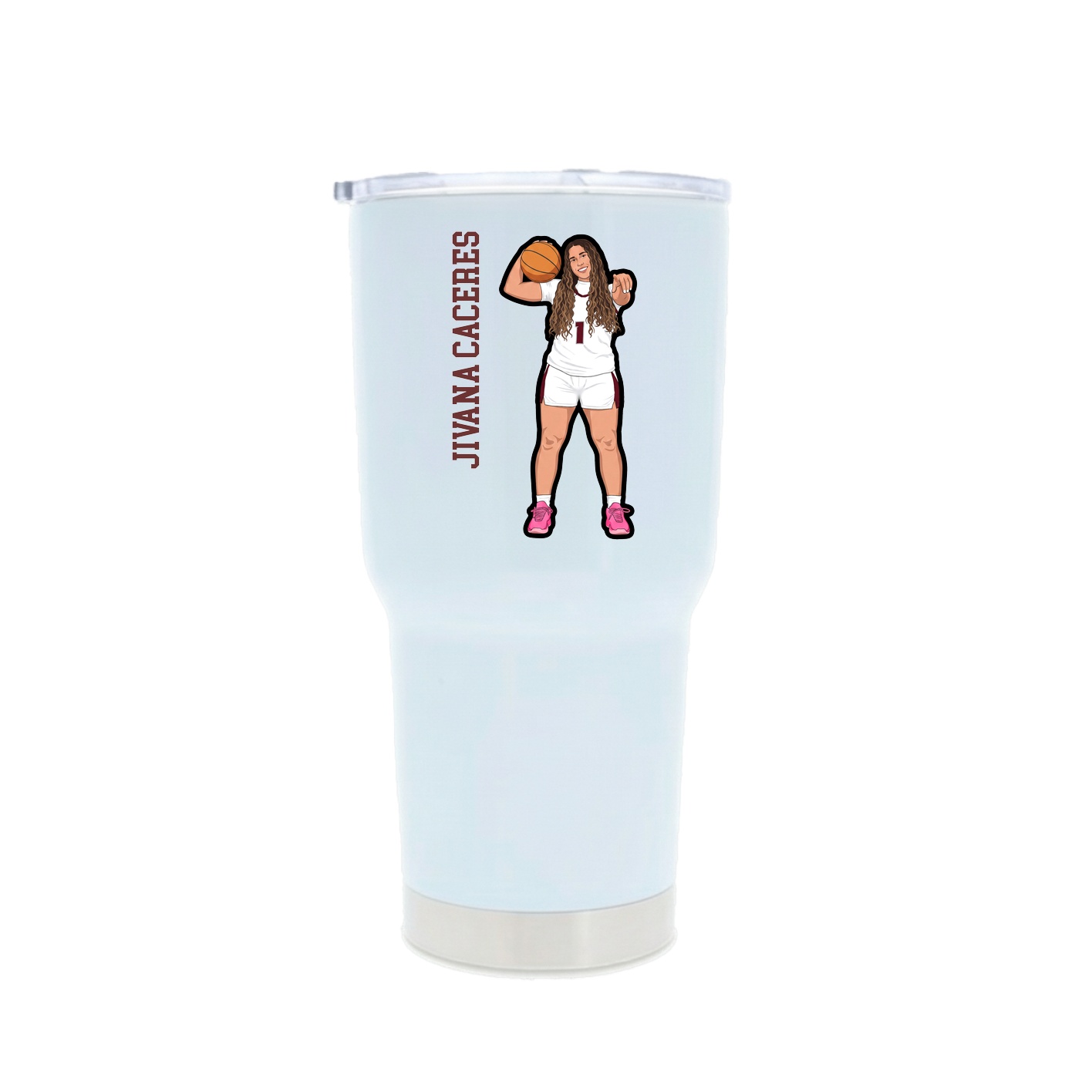 30oz Stainless Steel Tumbler — Name Vertical in White