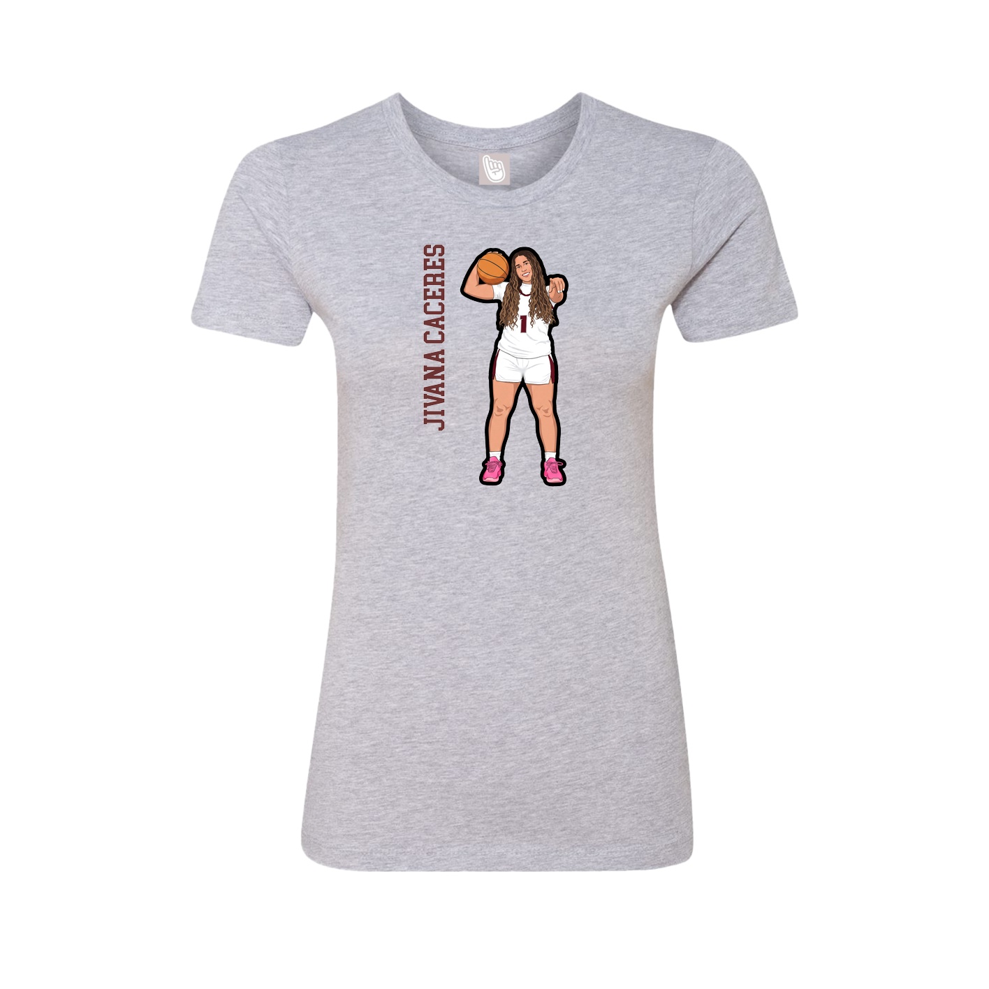 Fitted Women's Tee — Name Vertical in Grey