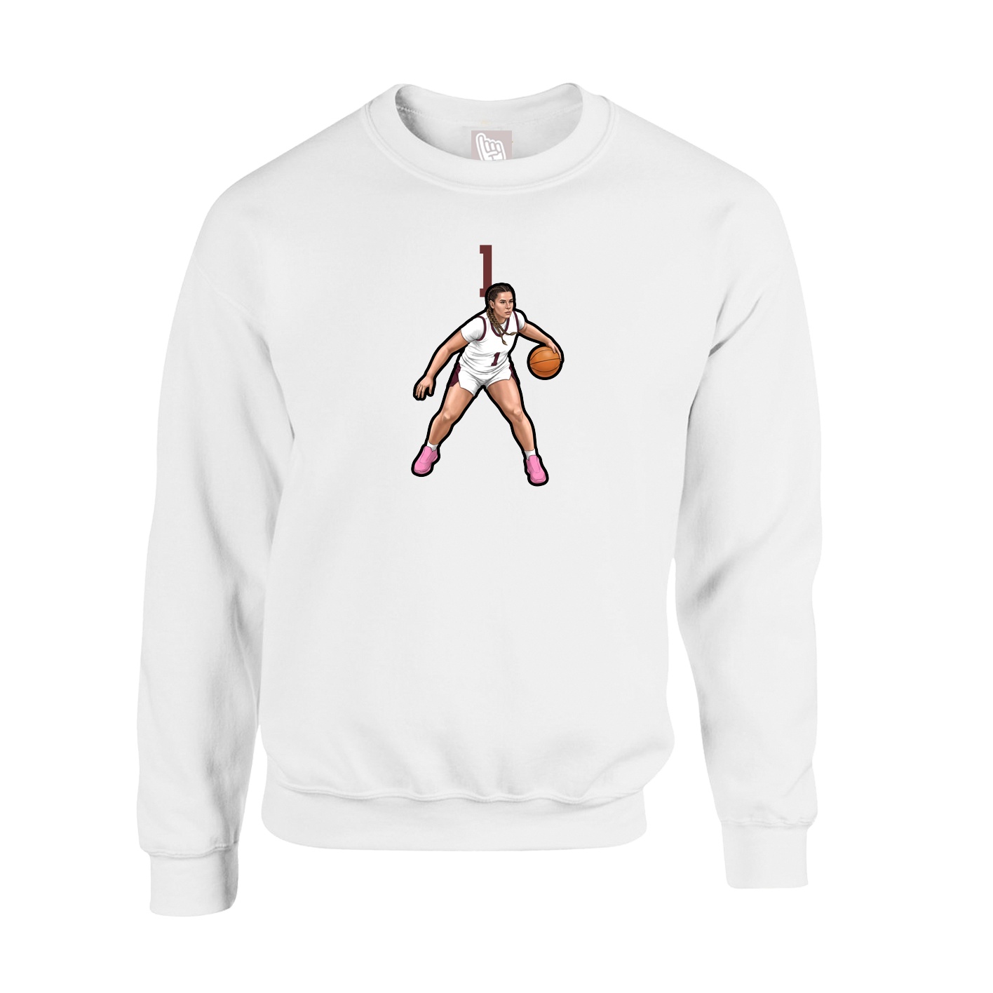 Fleece Crew — Number Top in White
