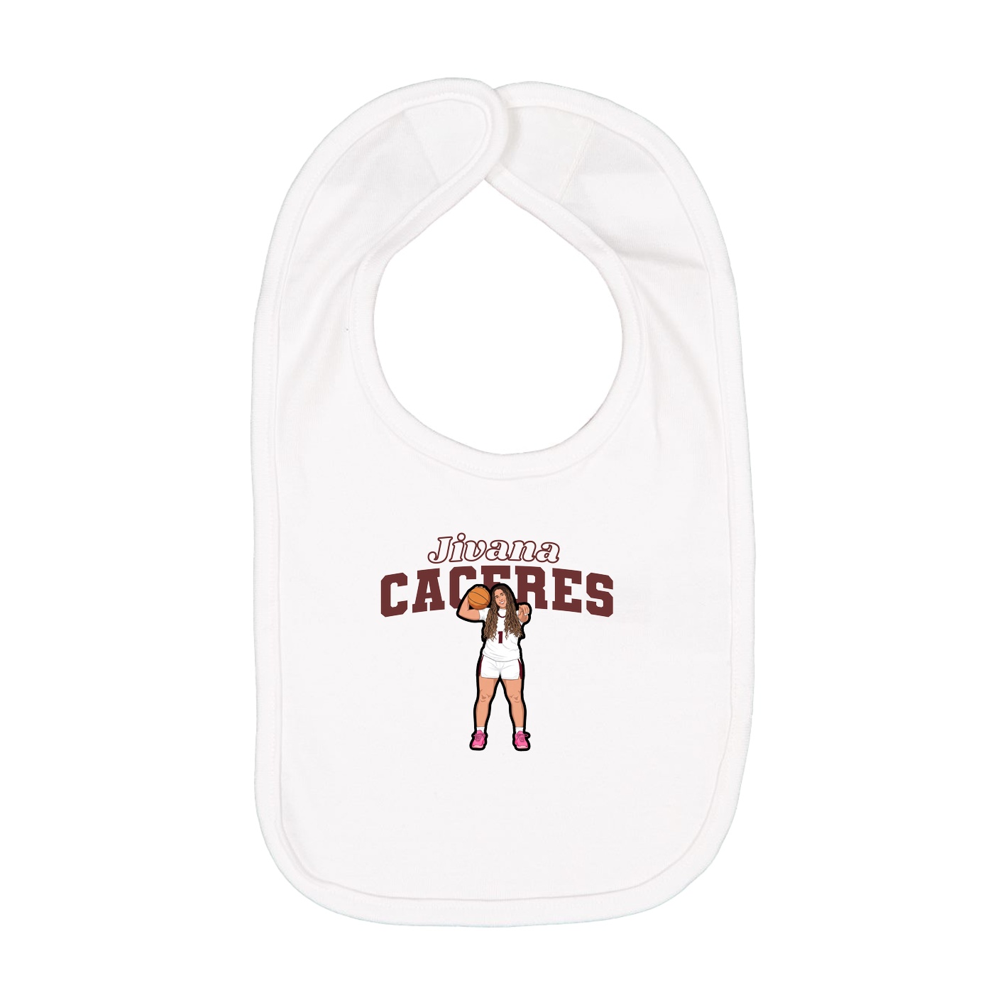 Infant Bib — Name Arch in White