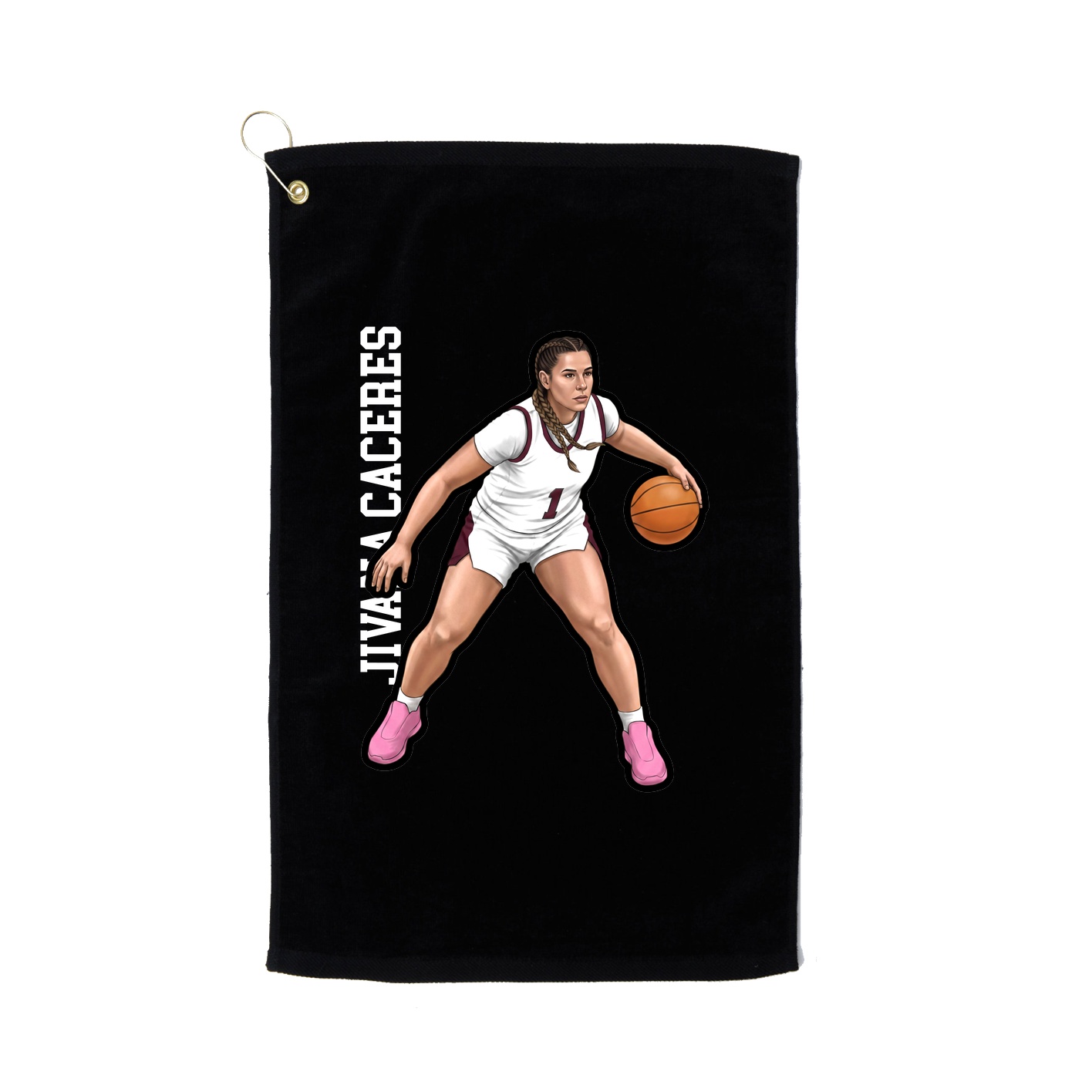 Golf Towel — Name Vertical in Black