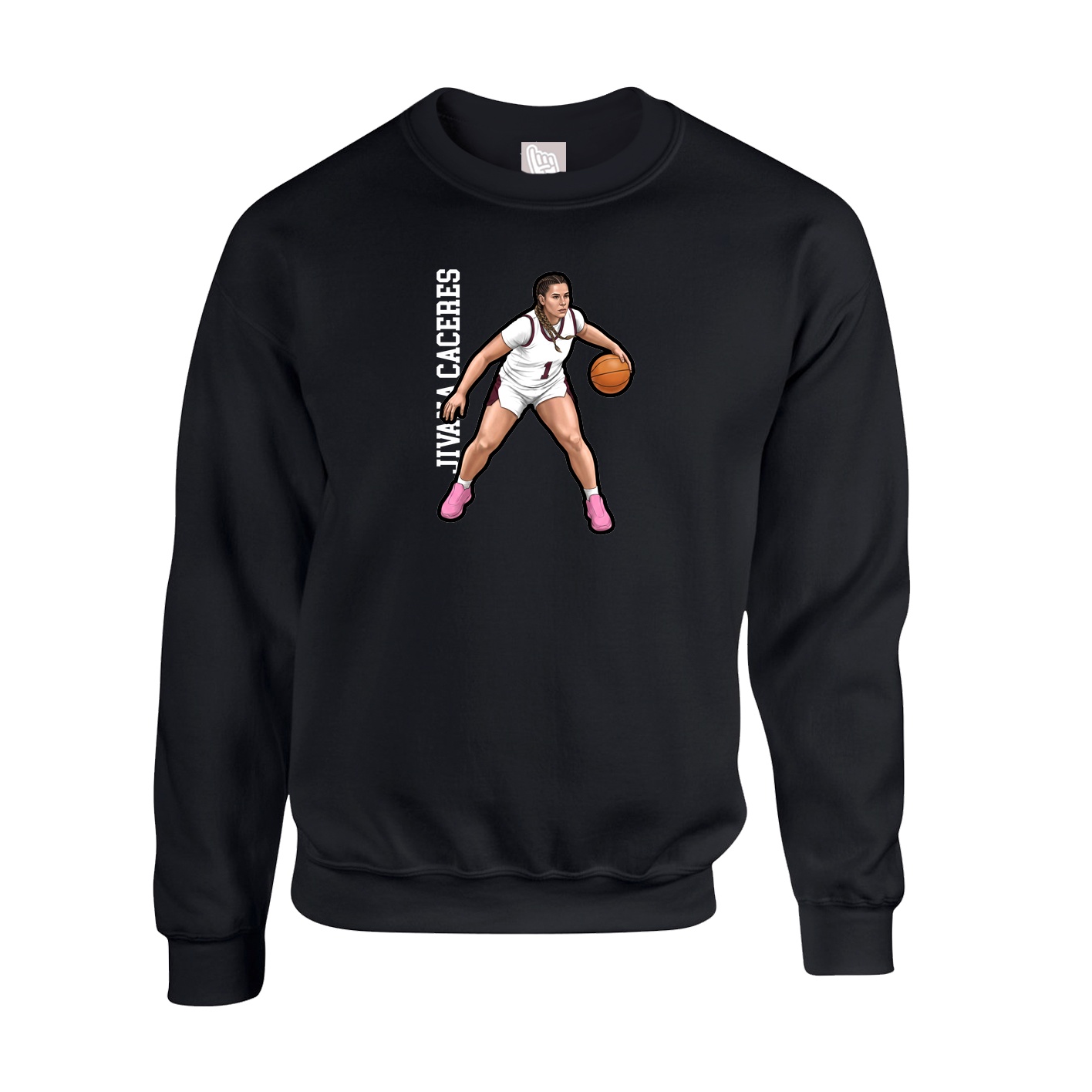 Fleece Crew — Name Vertical in Black