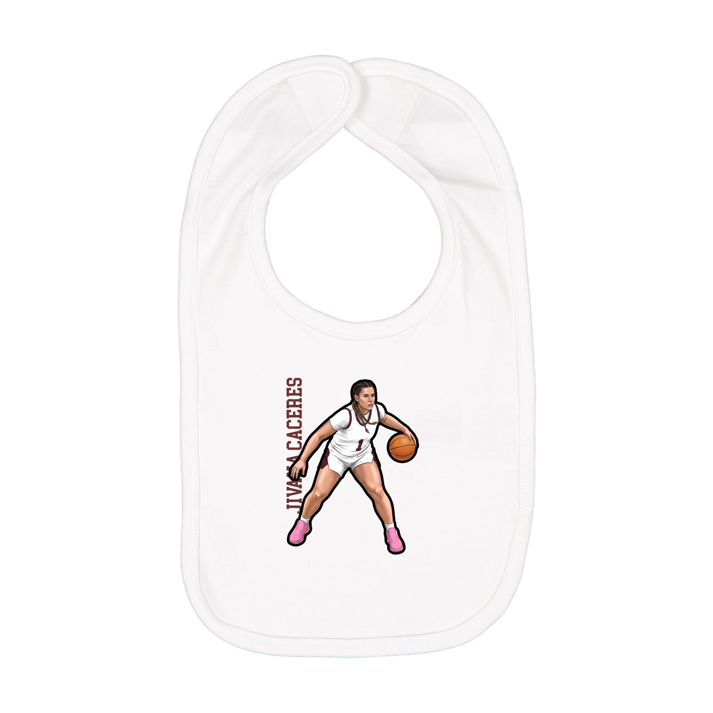 Infant Bib — Name Vertical in White