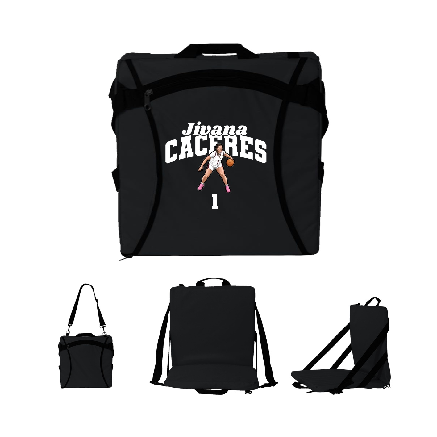 Folding Stadium Seat — Signature Arch in Black