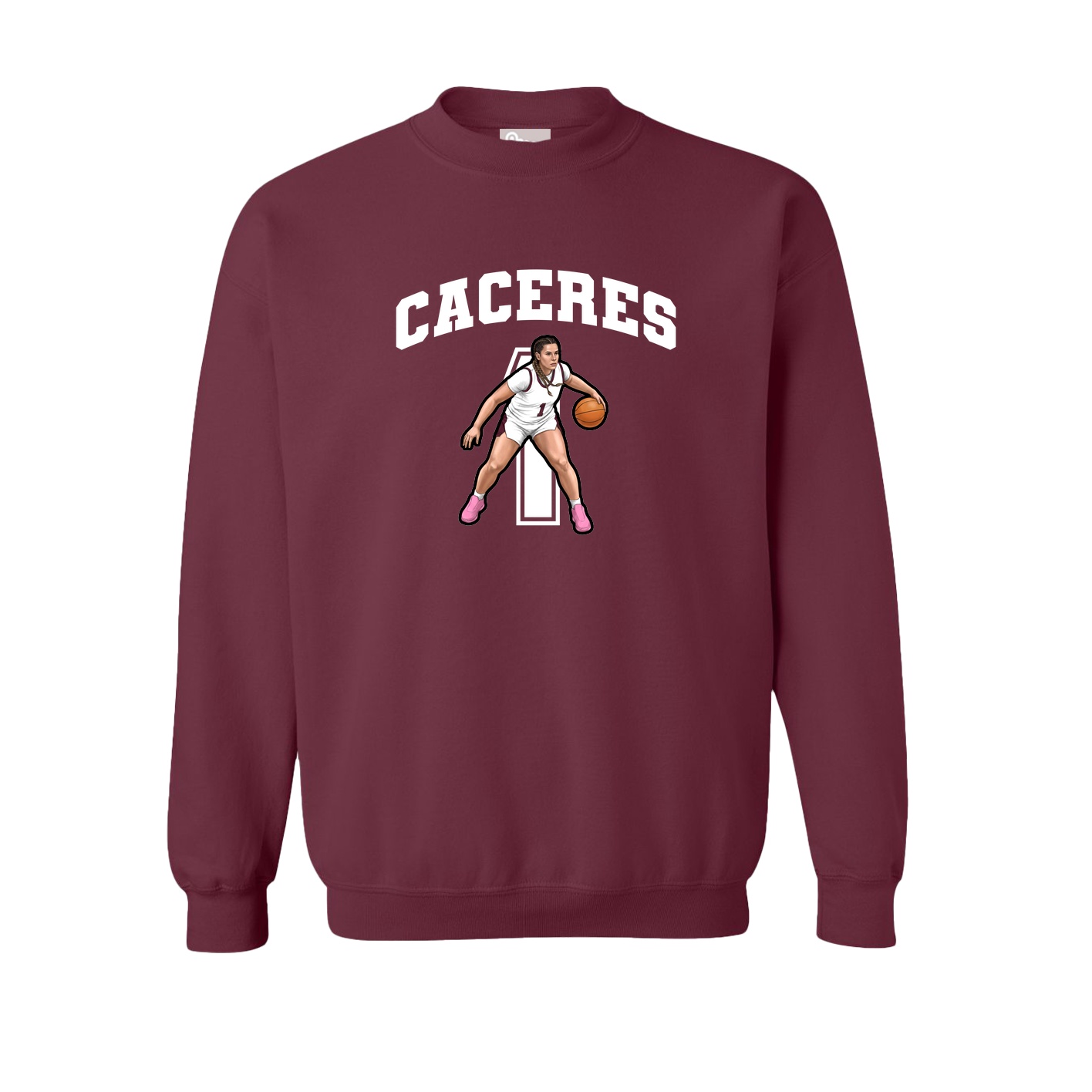 Fleece Crew — Number in Maroon