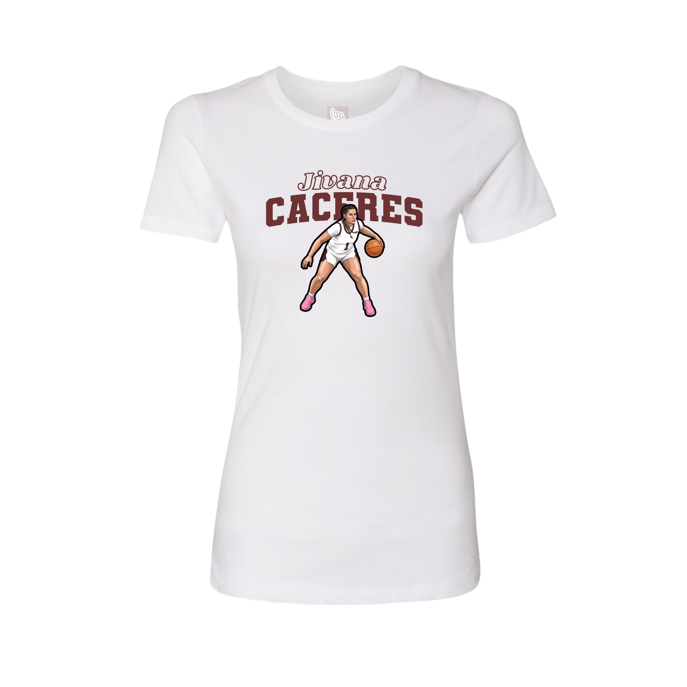 Fitted Women's Tee — Name Arch in White