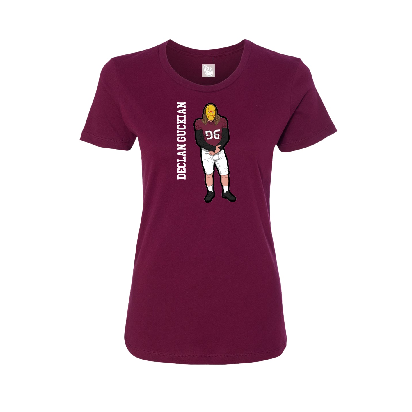 Fitted Women's Tee — Name Vertical in Maroon