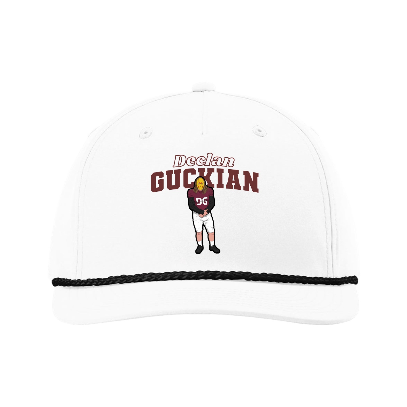 Five-Panel Classic Rope Cap — Name Arch in White