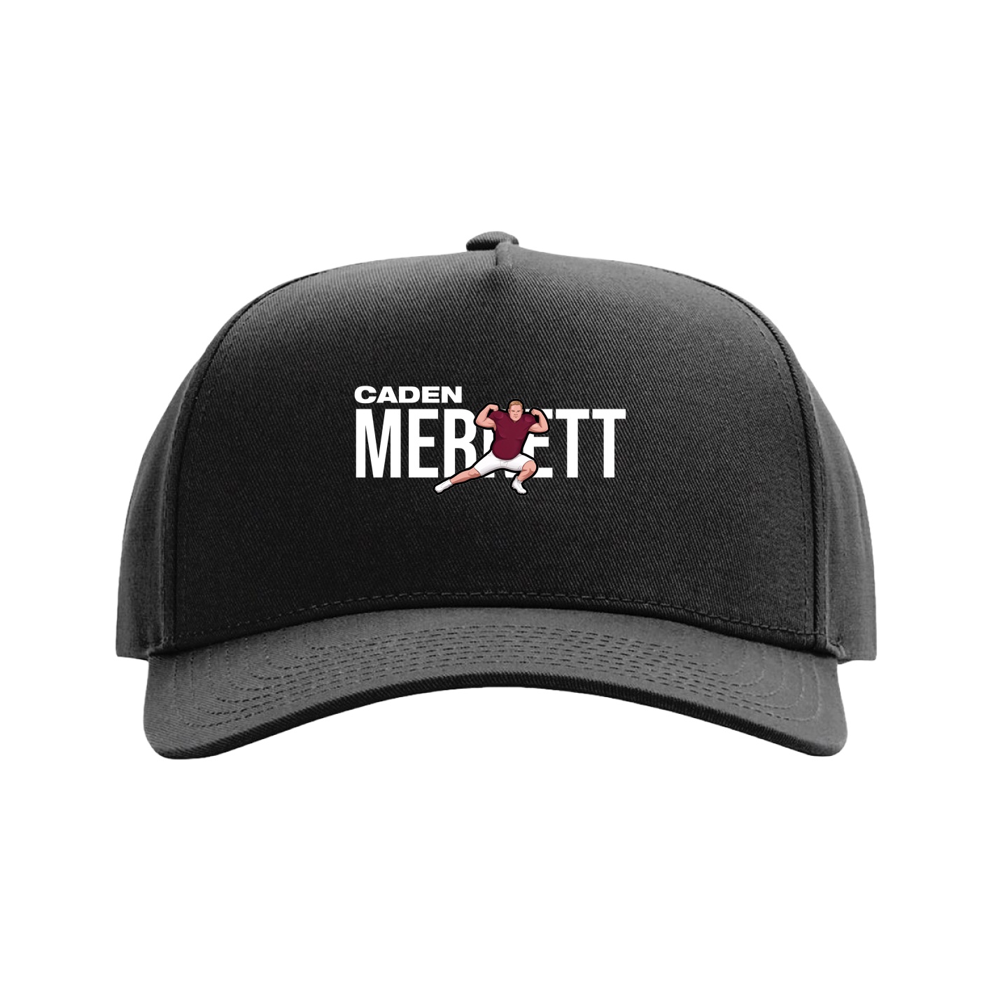 Full Fabric Five-Panel Champ Cap — Player Name in Black